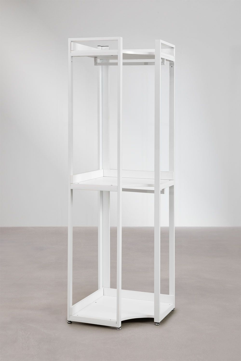 Urban Open Corner Modular Wardrobe 3-Piece with Steel and Wood Clothes Rack