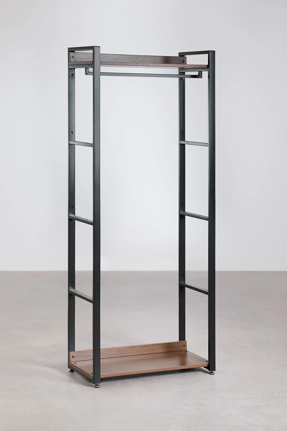 Urban Open Modular Wardrobe 2-Piece with Clothes Rack and Drawers in Steel and Wood-USR9