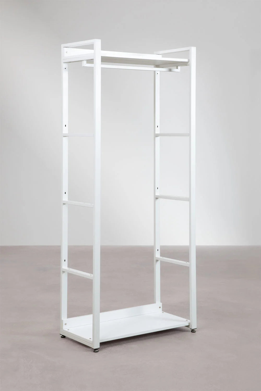 Urban Open Modular Wardrobe 2-Piece with Clothes Rack and Drawers in Steel and Wood-USR9