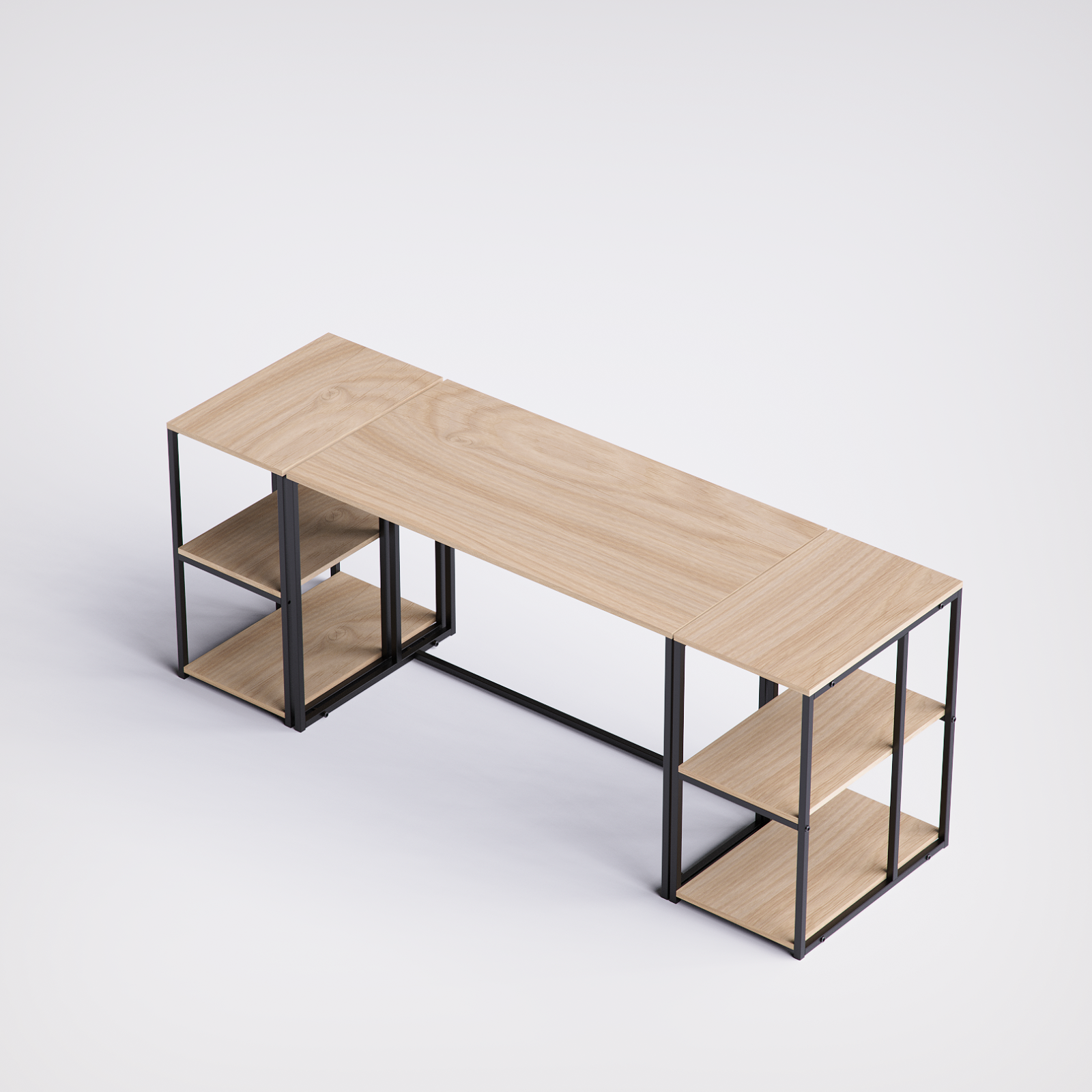Block Double Desk With Side Shelving -BD9-BN
