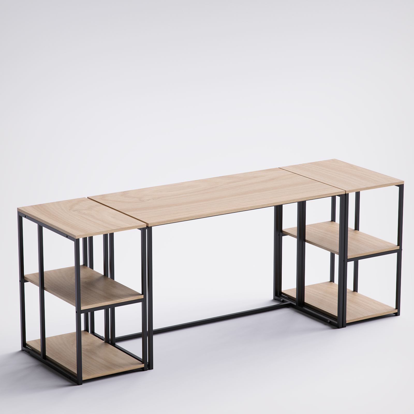 Block Desk  With Double Side Shelving -BD8-BN