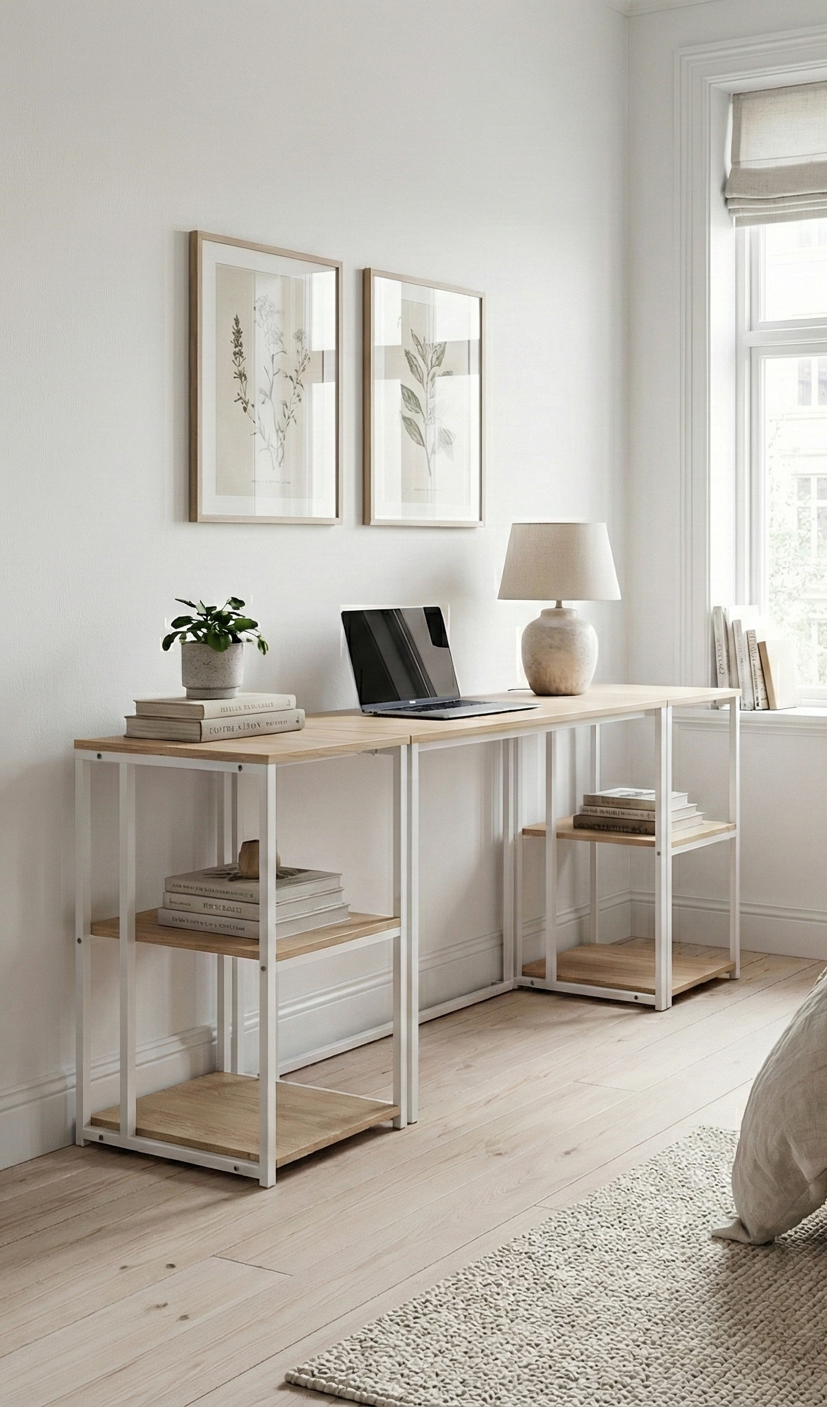 Block Desk  With Double Side Shelving -BD8-WN