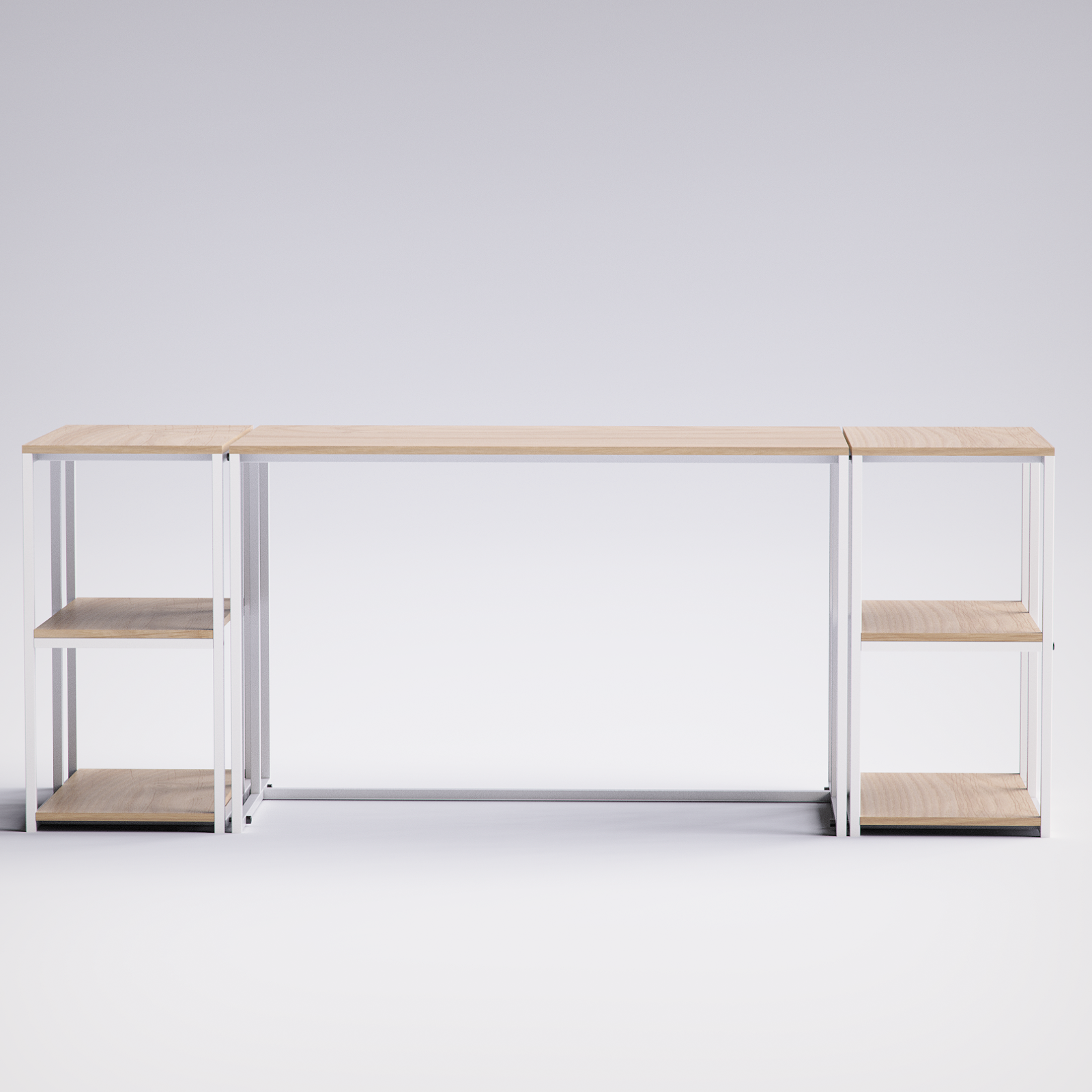 Block Double Desk With Side Shelving -BD9-WN