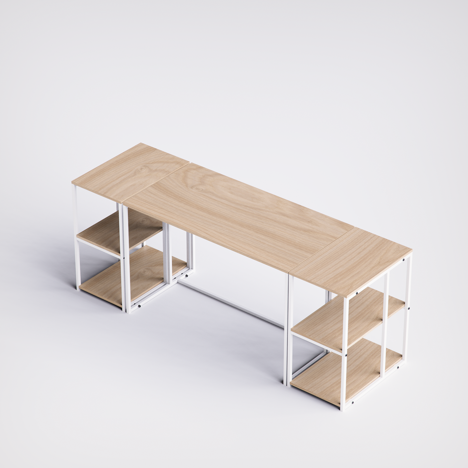 Block Desk  With Double Side Shelving -BD8-WN