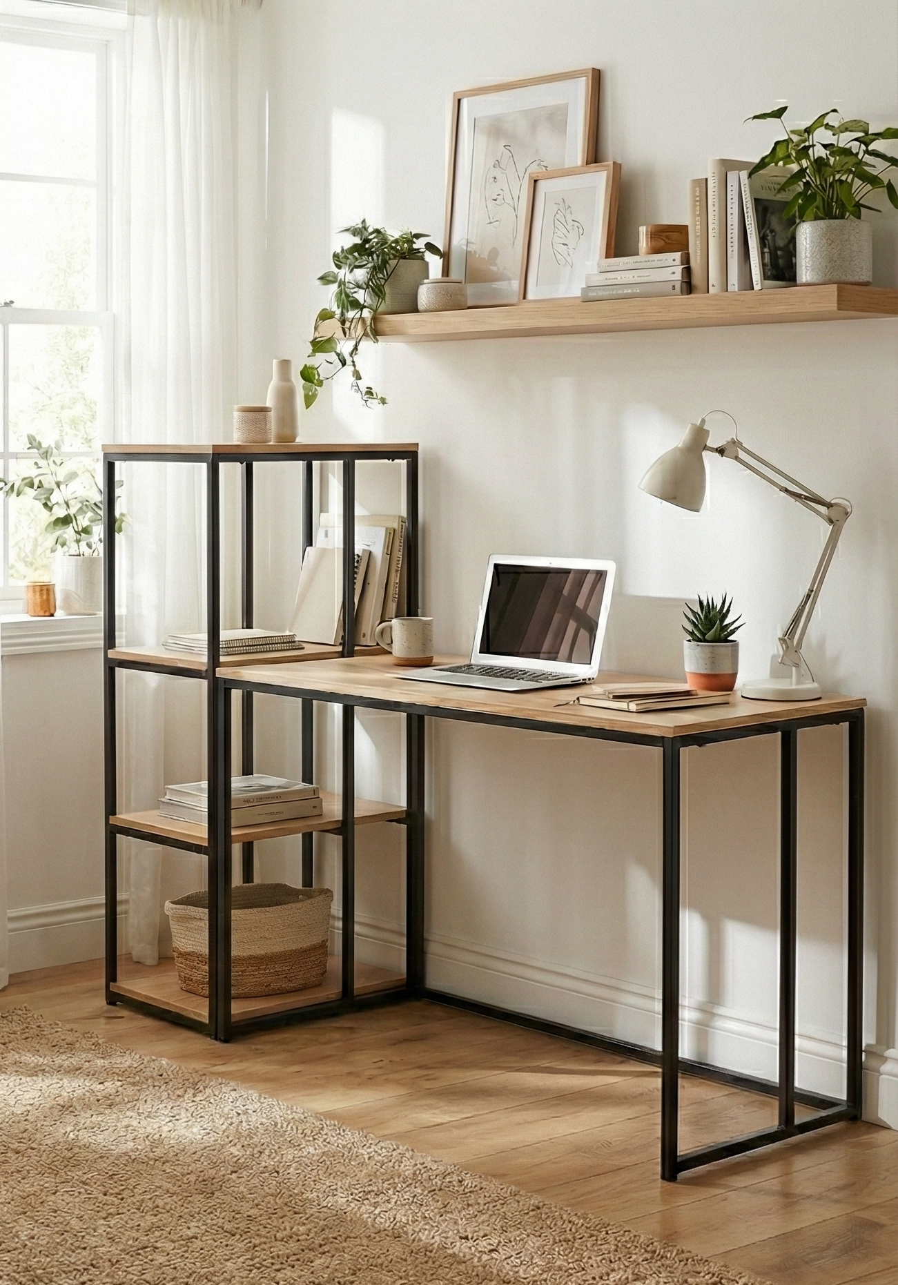 Block Desk  With Side Display -BD6-BN