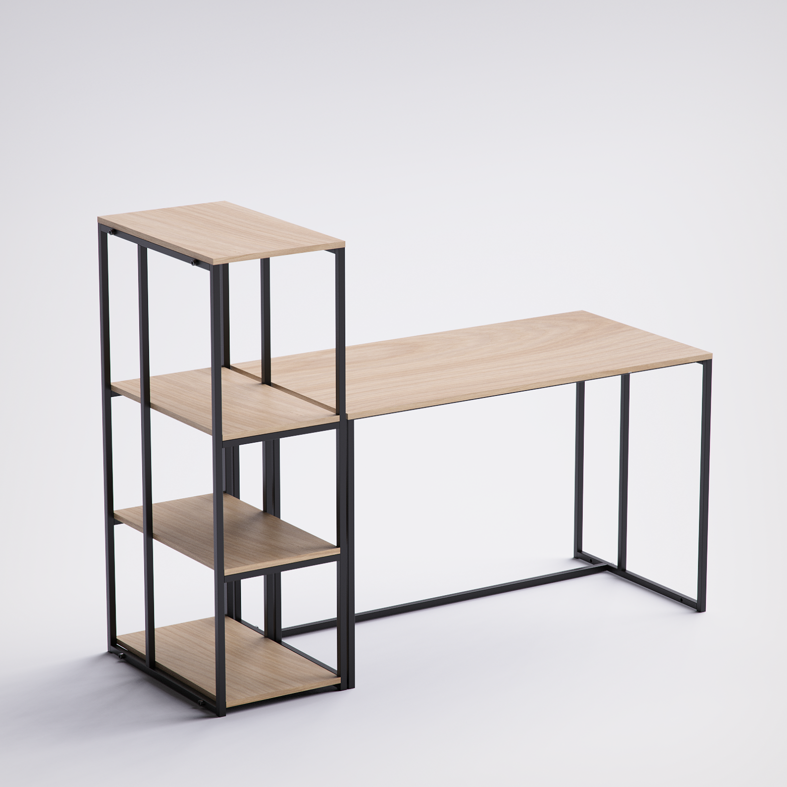 Block Desk  With Side Display -BD6-BN
