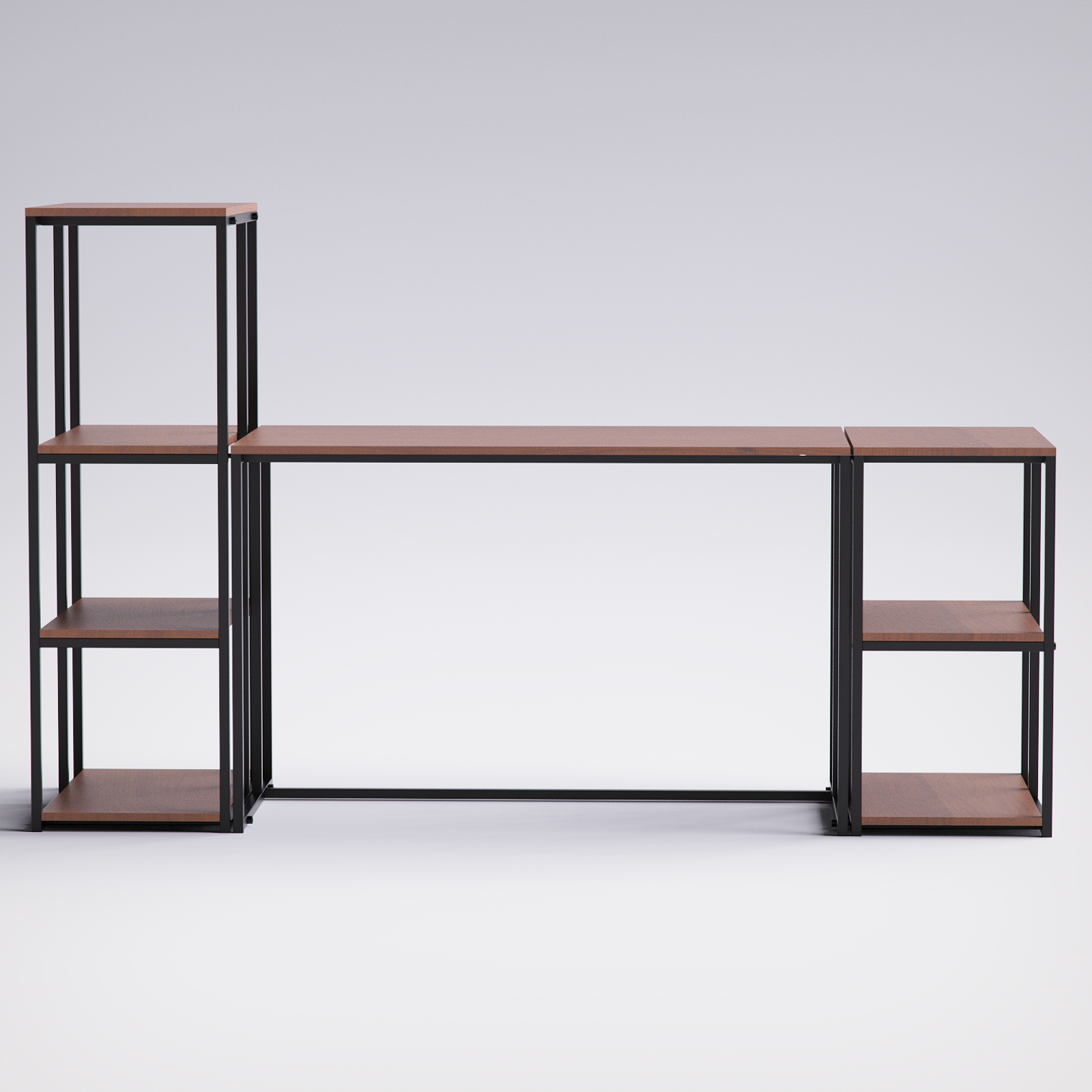 Block Desk  With Side Display & Shelving -BD7-BB