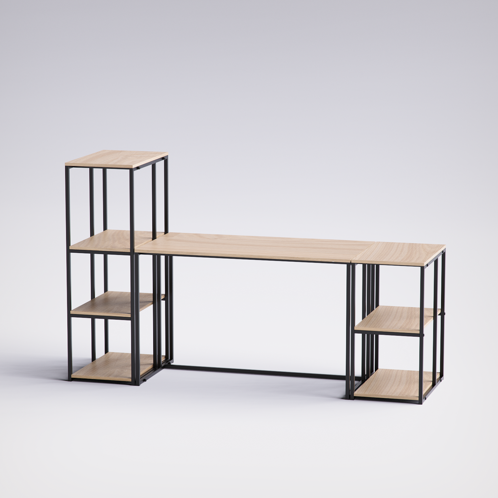 Block Desk  With Side Display & Shelving -BD7-BN