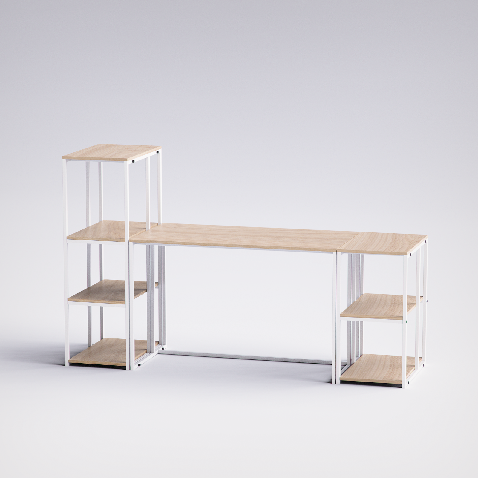 Block Desk  With Side Display & Shelving -BD7-WN