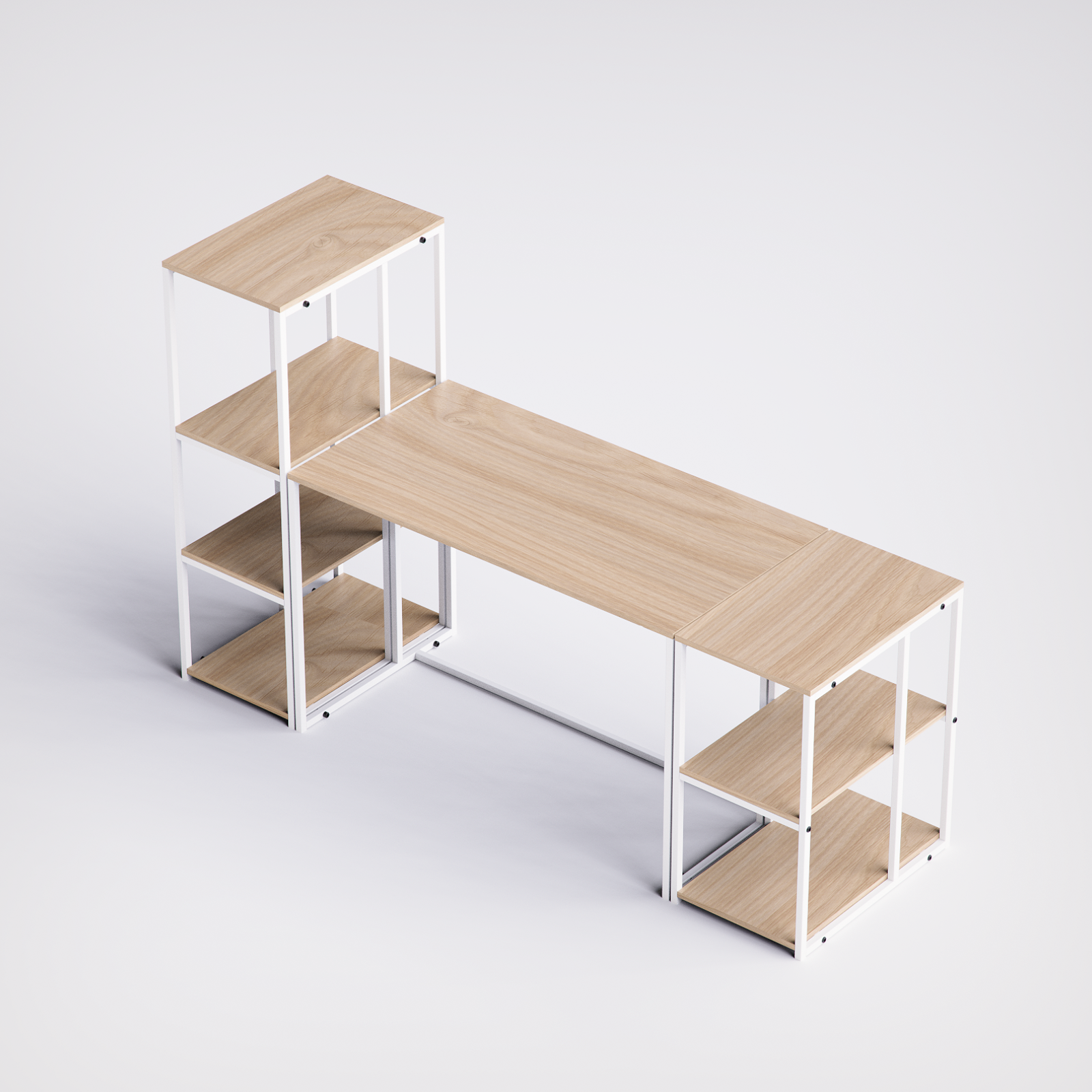 Block Desk  With Side Display & Shelving -BD7-WN