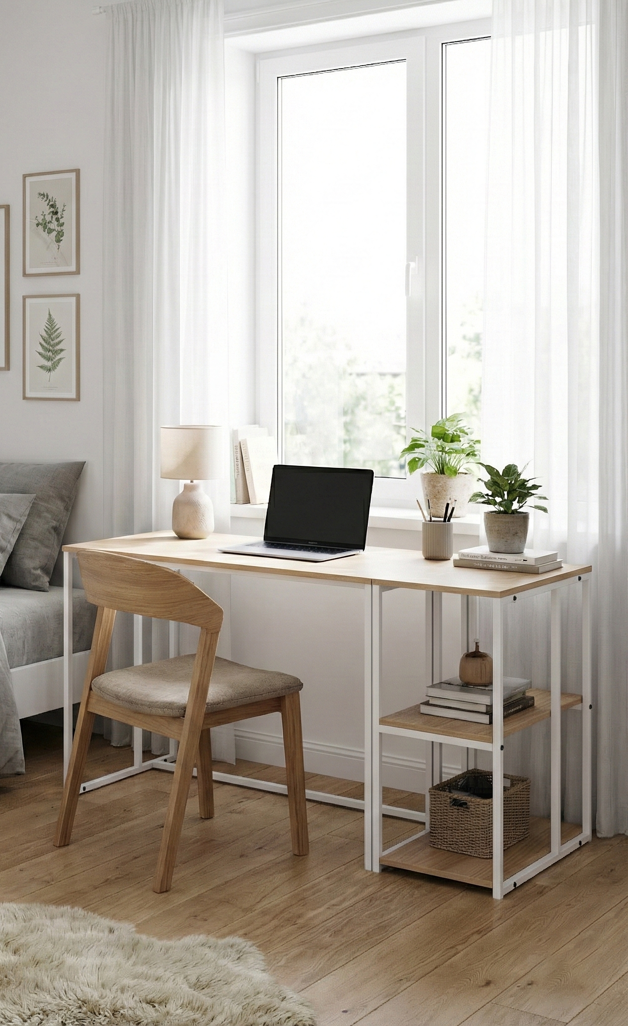 Block Desk  With Side Shelving -BD5-WN