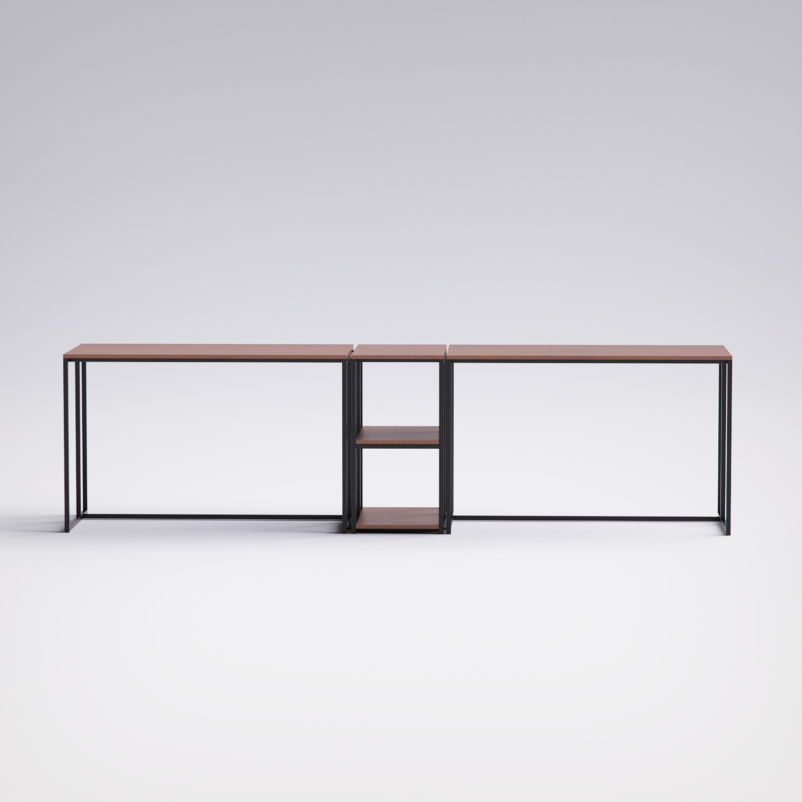 Block Double Desk With Side Shelving -BD9-BB