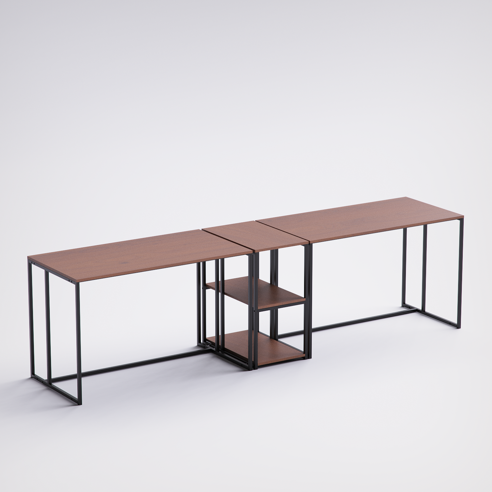 Block Double Desk With Side Shelving -BD9-BB