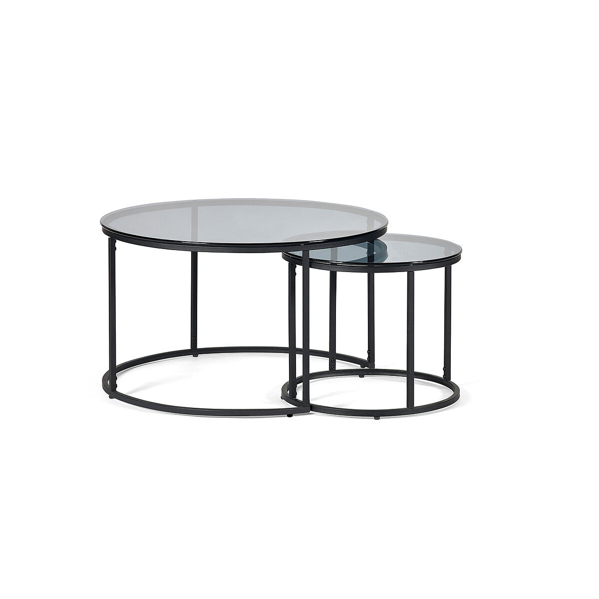 Drift Smoked Glass Round Coffee Table Nest (Set of 2)