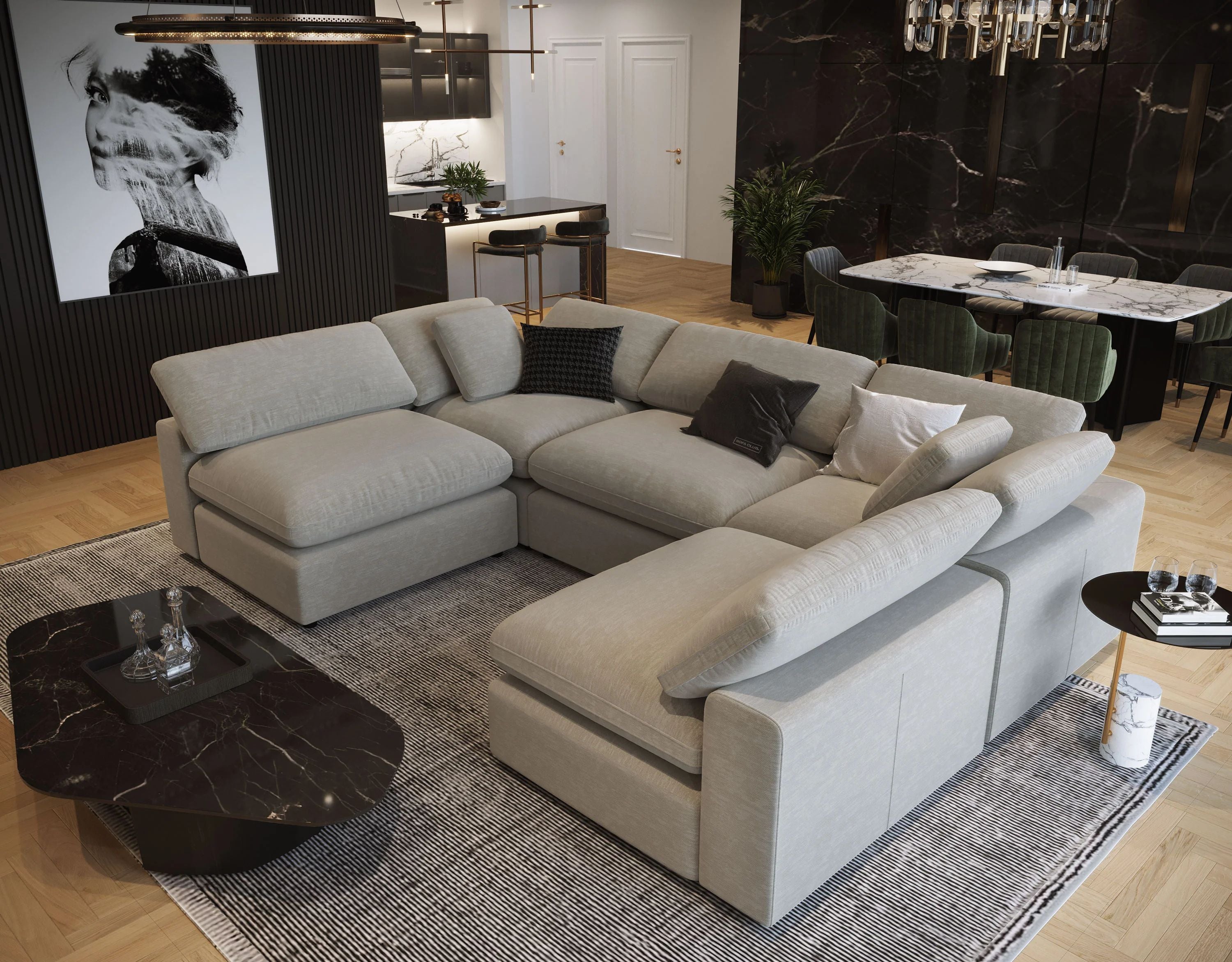 Fold Five Seater U Shape