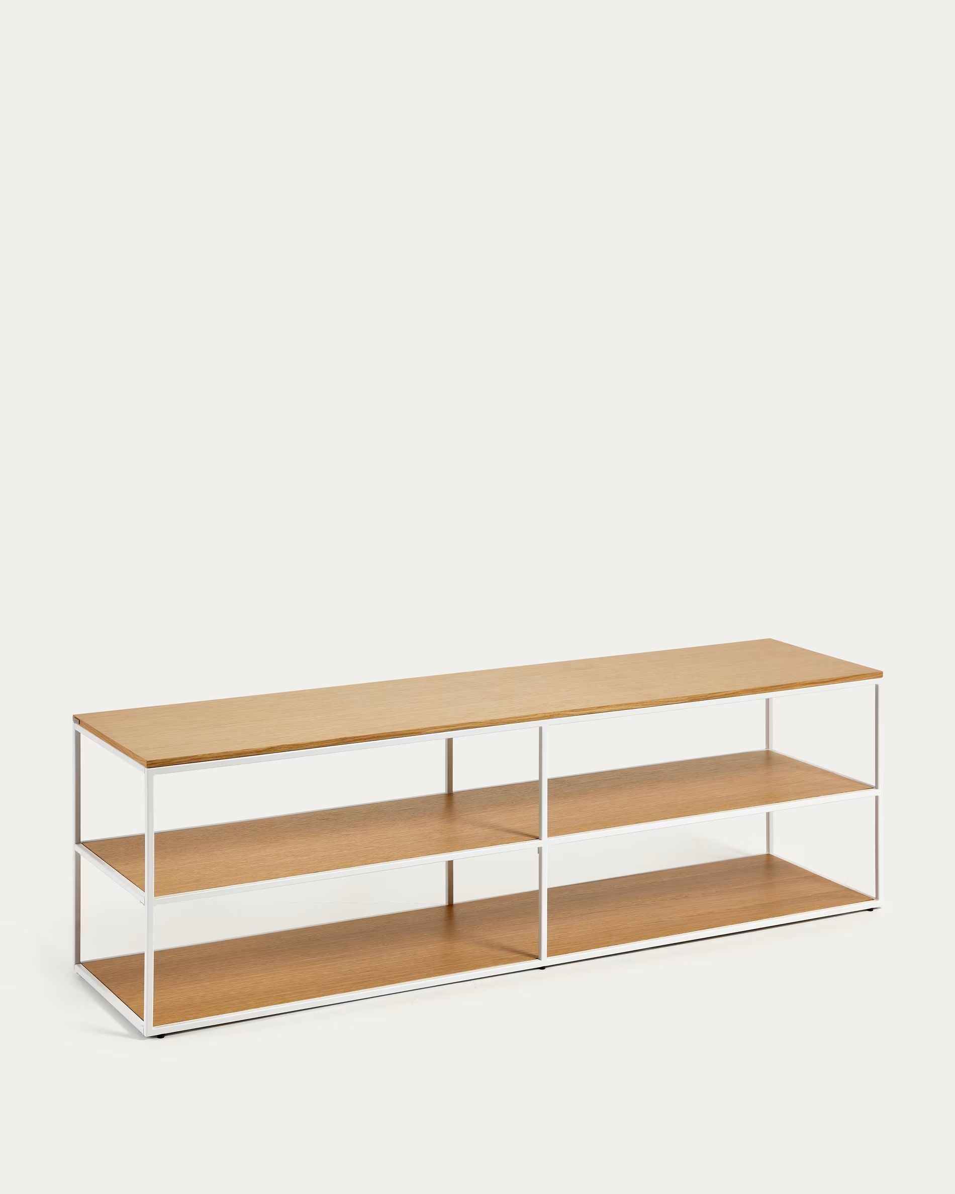 Fold TV stand with a walnut veneer and painted metal structure, 160 x 40 cm FCT6-WN