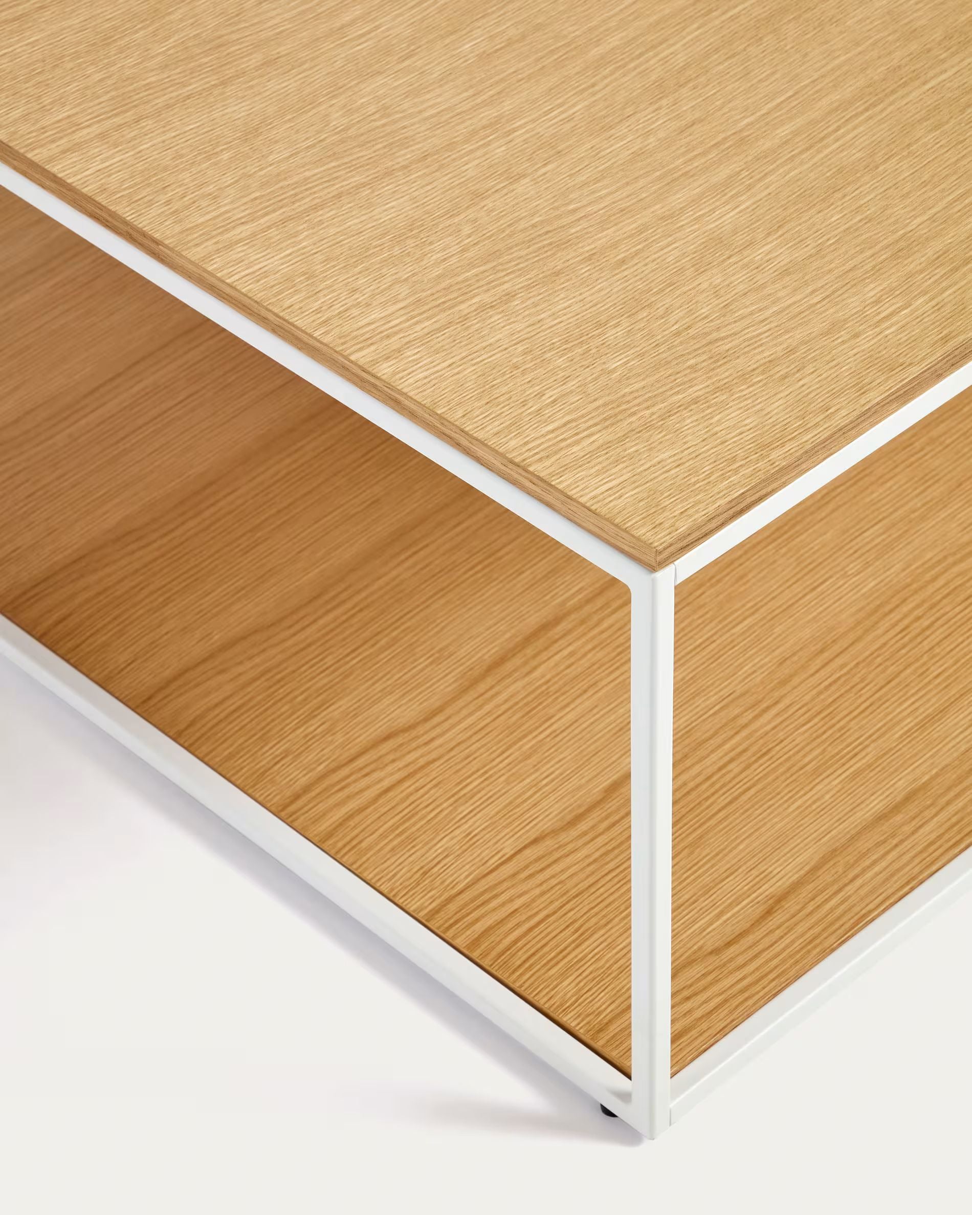 Fold coffee table with wood veneer and painted metal structure, 80 x 80 cm FCT2-WN