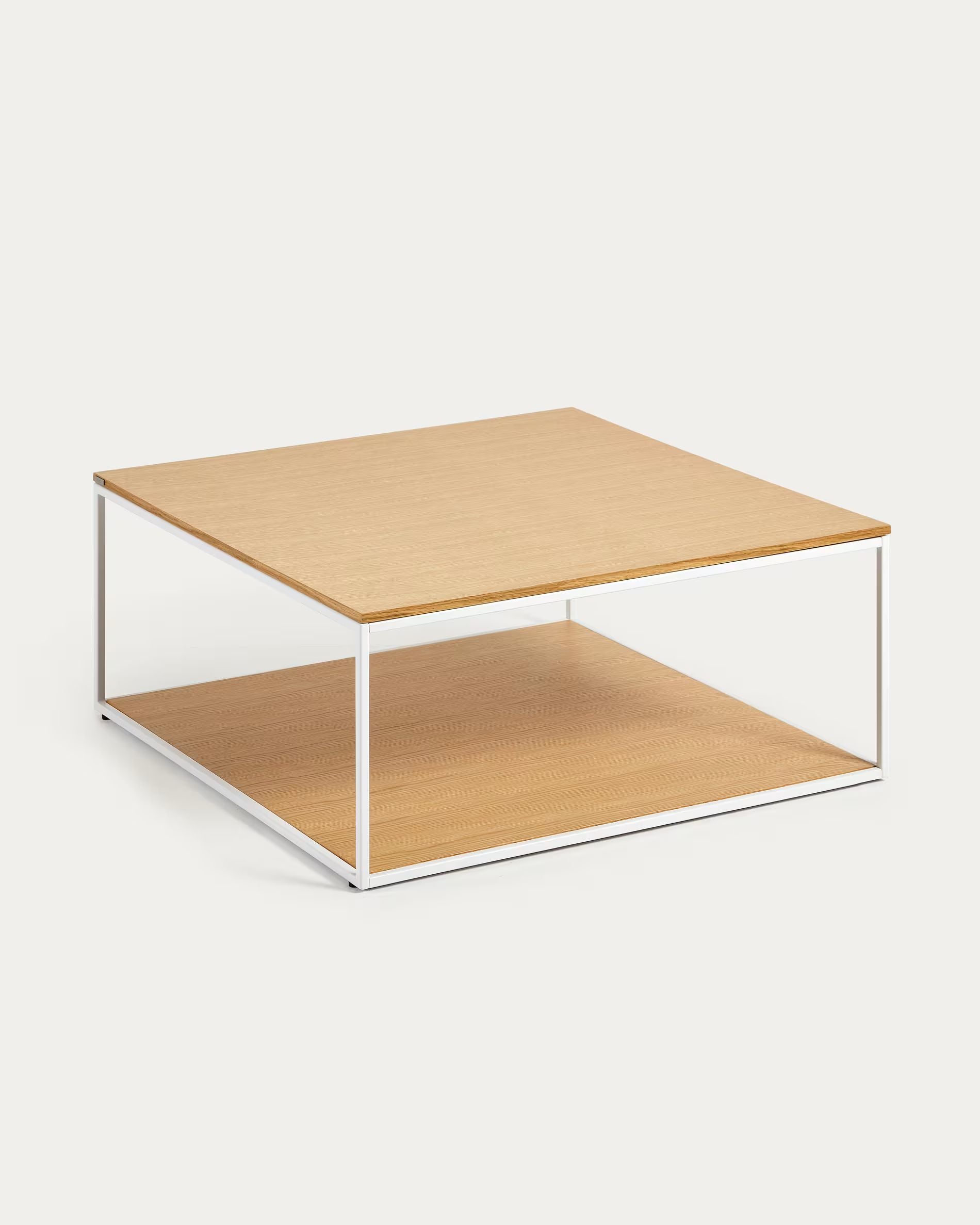 Fold coffee table with wood veneer and painted metal structure, 80 x 80 cm FCT2-WN