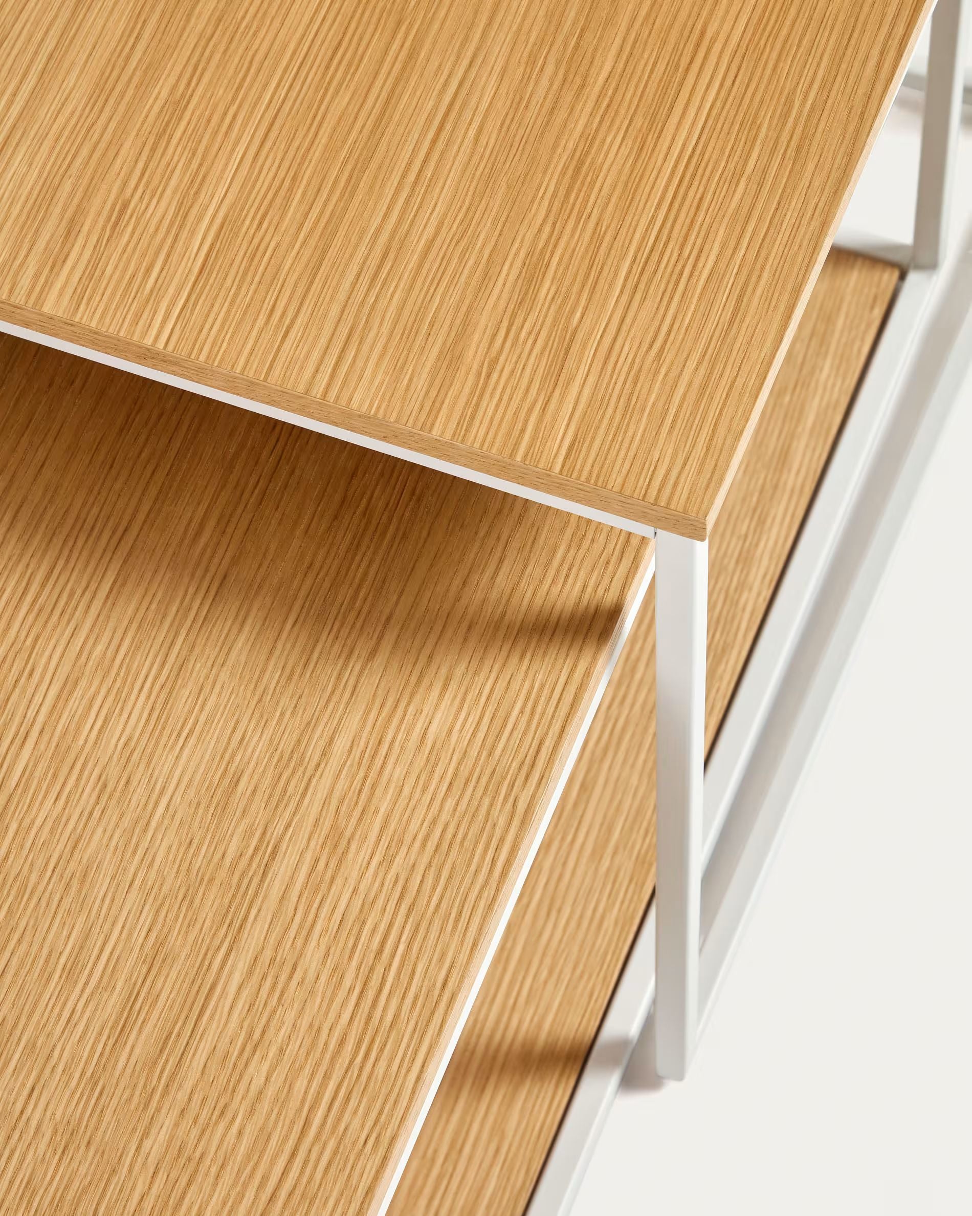 Fold set of 2 nesting coffee tables with walnut veneer and painted metal structure FCT3-WN