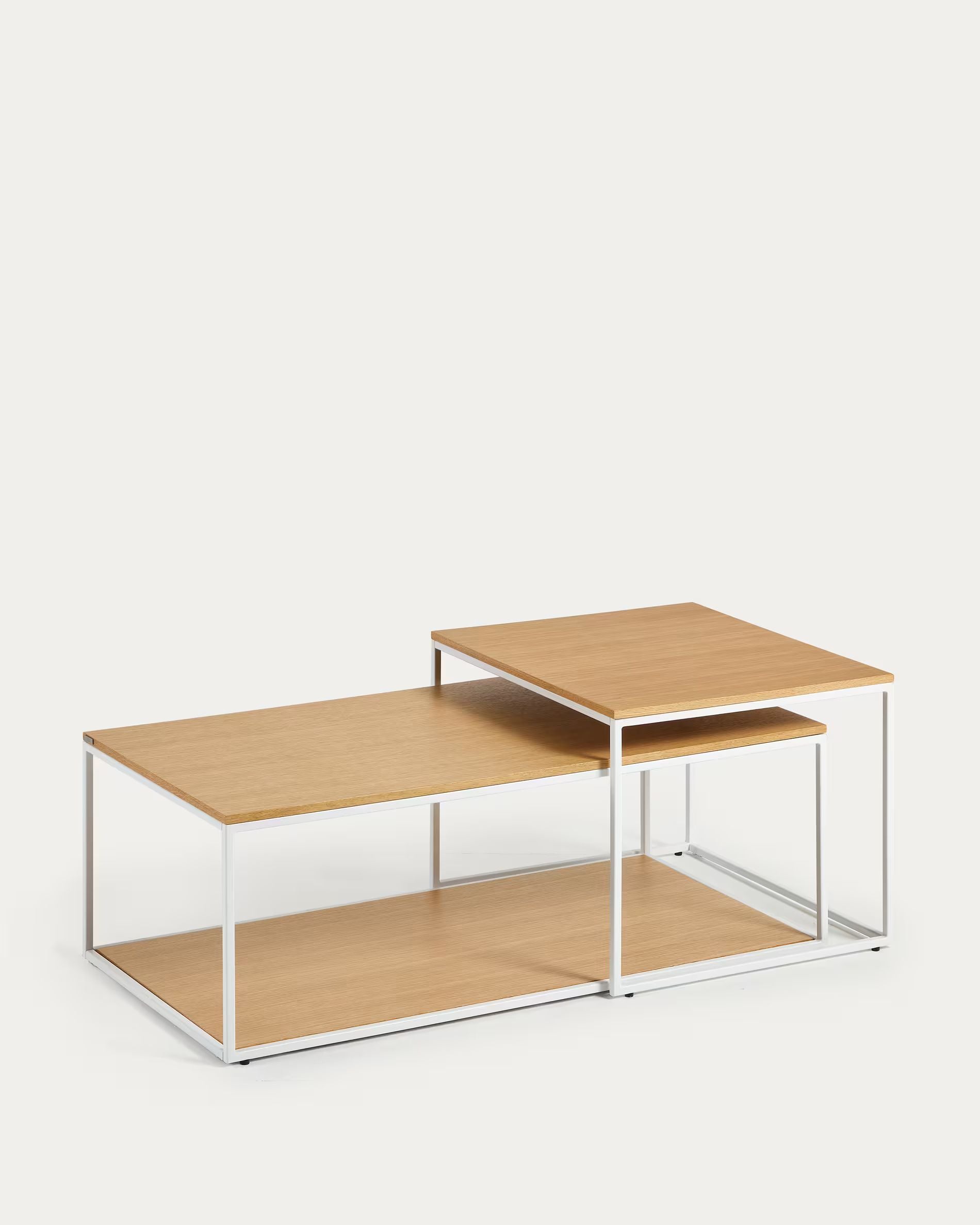 Fold set of 2 nesting coffee tables with walnut veneer and painted metal structure FCT3-WN