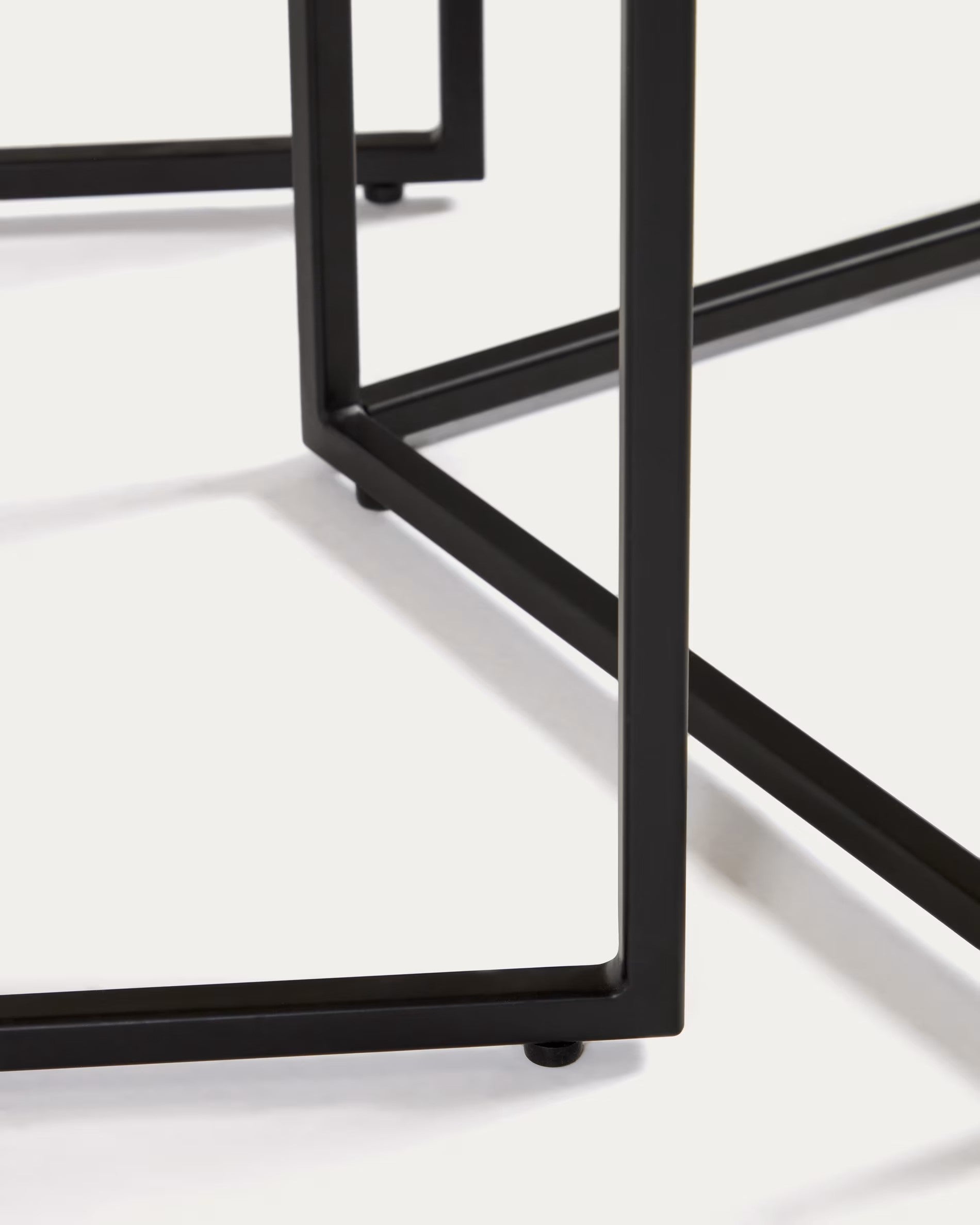 Fold set of 2 nesting side tables with oak wood veneer and painted metal structure FCT4-BB