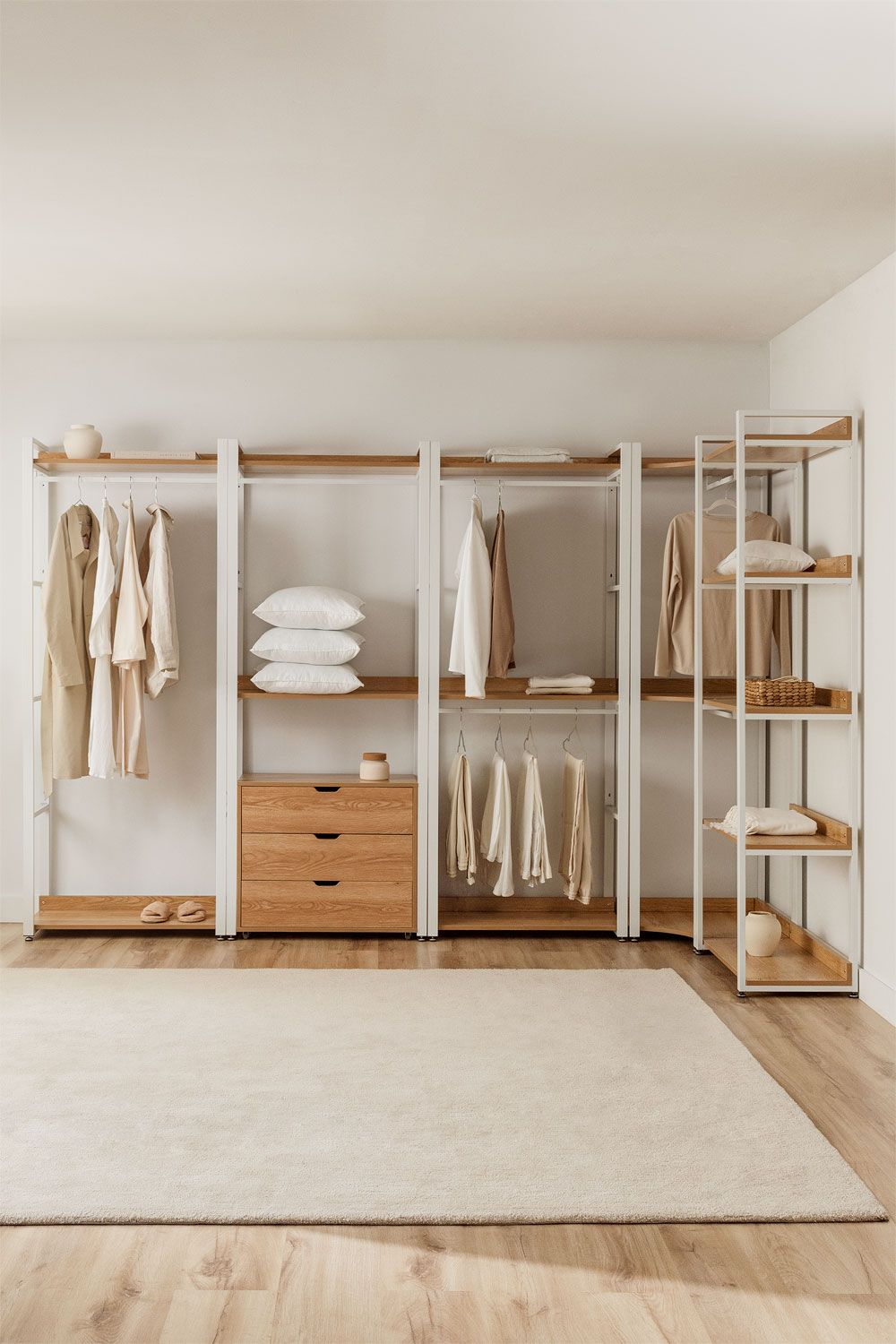 Urban Open Corner Modular Wardrobe 5-Piece in Steel and Wood
