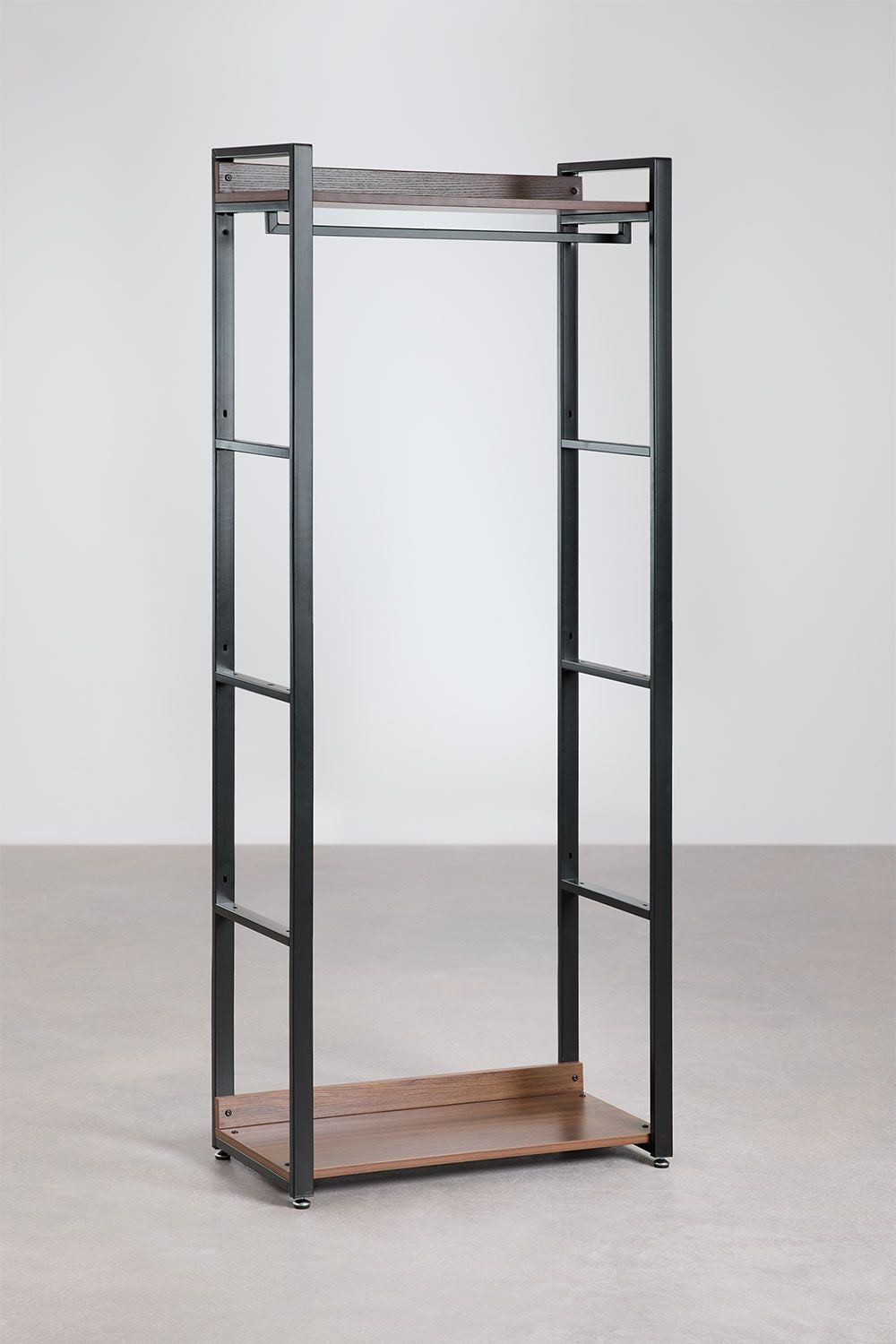 Urban Open Corner Modular Wardrobe with 4 Pieces in Steel and Wood