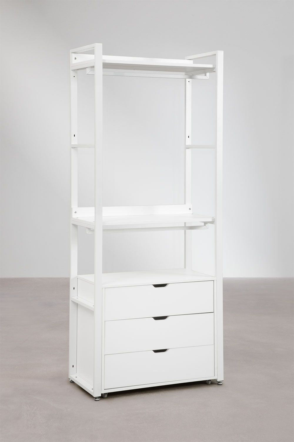 Urban Open Modular Wardrobe 2-Piece with Steel and Wood Drawers