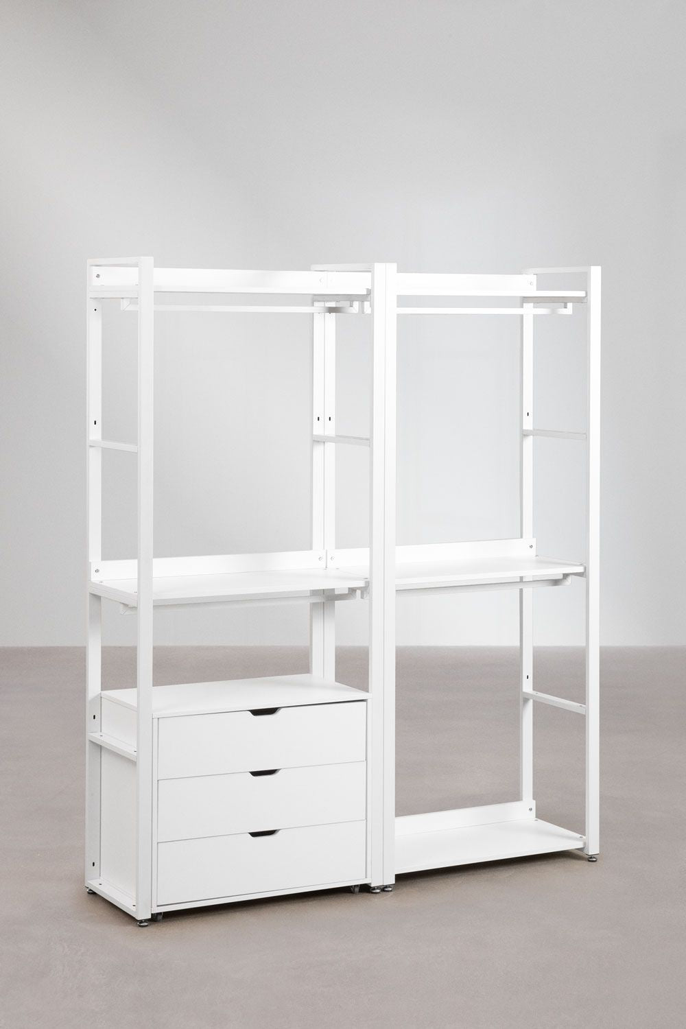 Urban Open Modular Wardrobe 2-Piece with Steel and Wood Drawers