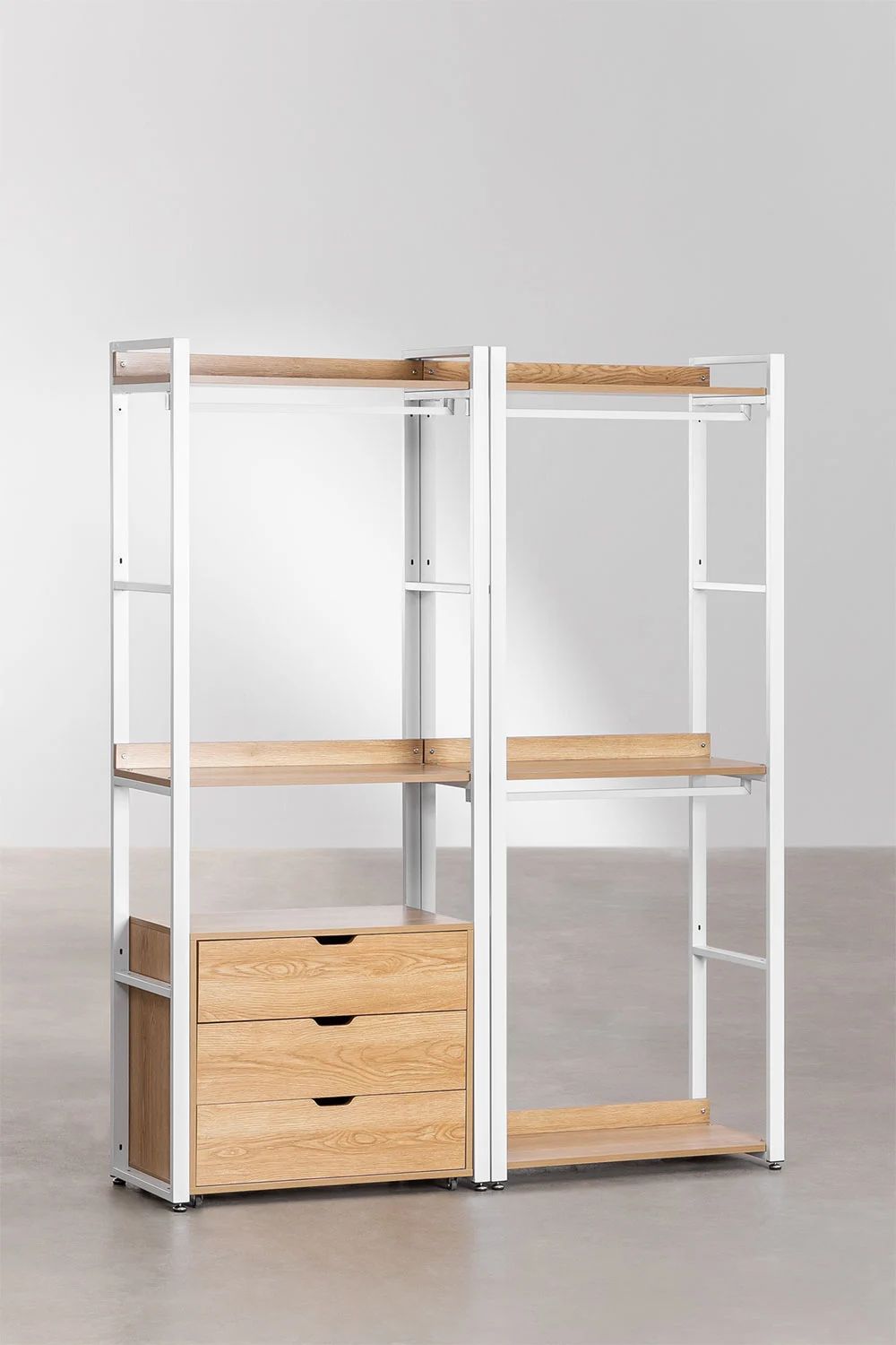 Urban Open Modular Wardrobe 2-Piece with Steel and Wood Drawers