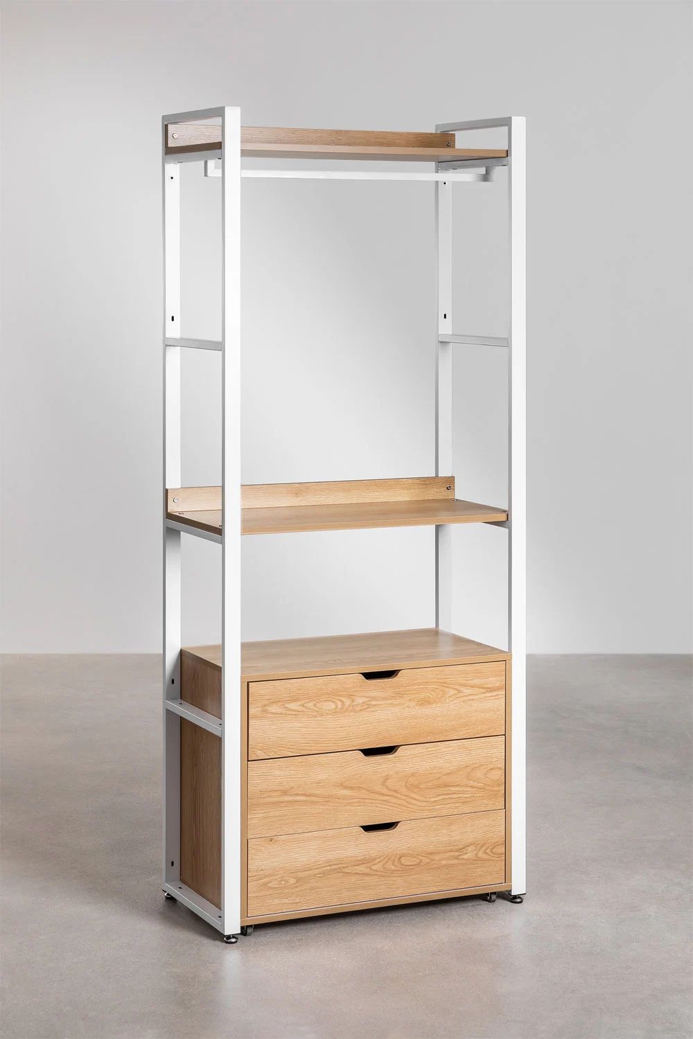 Urban Open Modular Wardrobe 2-Piece with Steel and Wood Drawers
