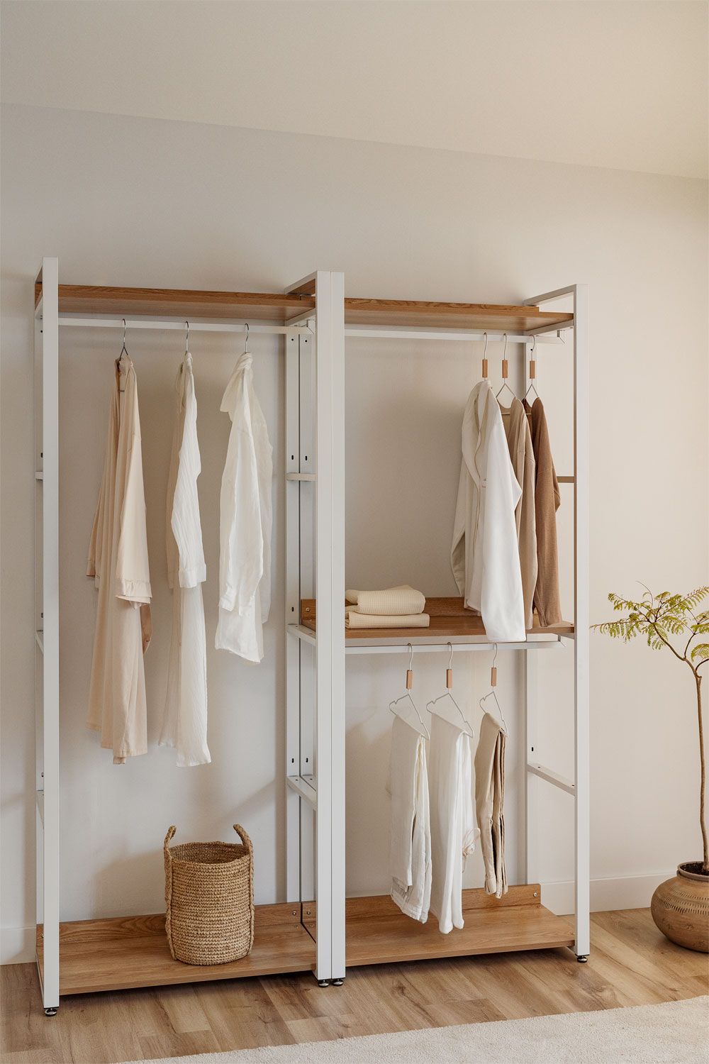 Urban Open Modular Wardrobe 2-Piece with Steel and Wood Rack