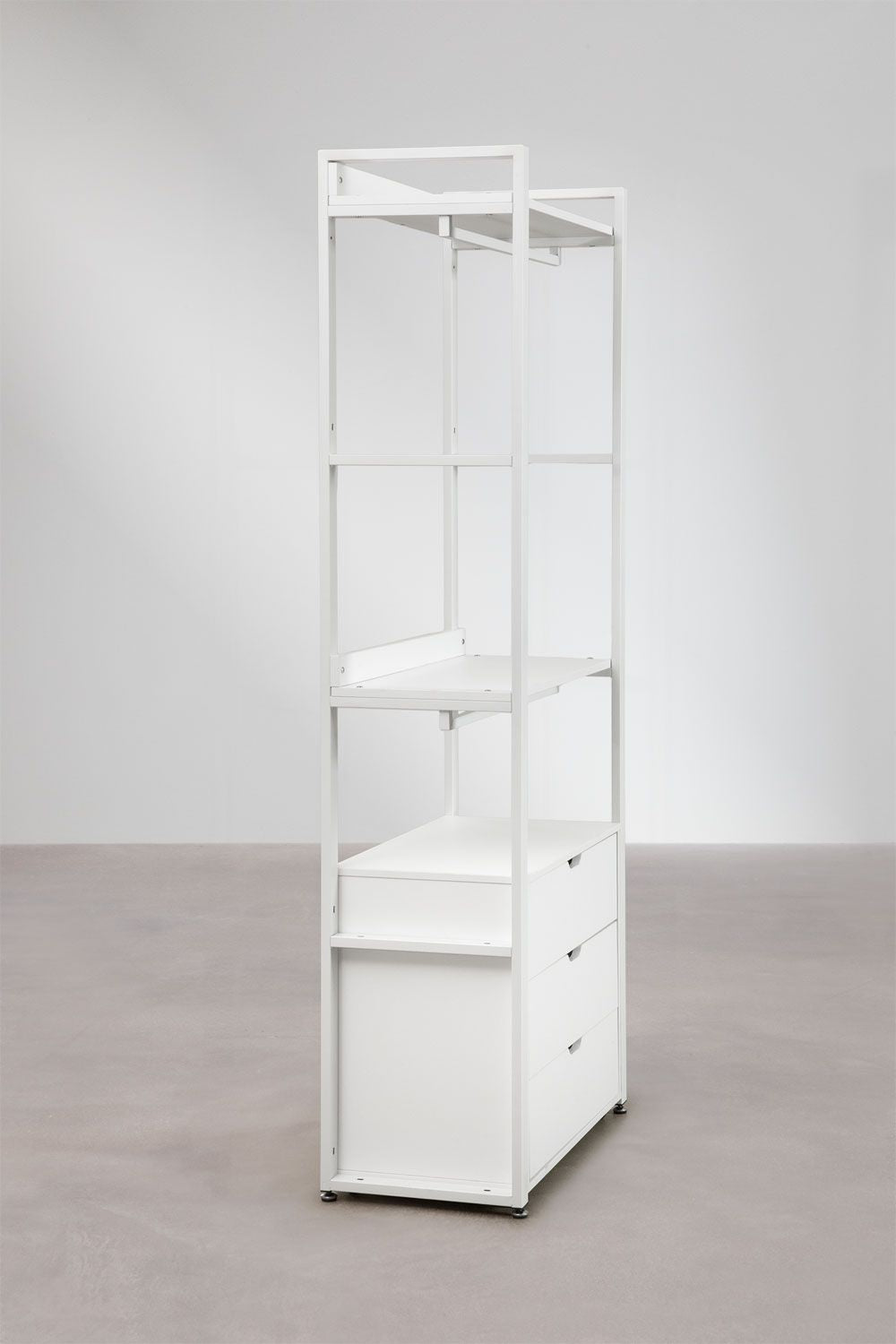 Urban Open Wardrobe with Steel and Wood Drawers