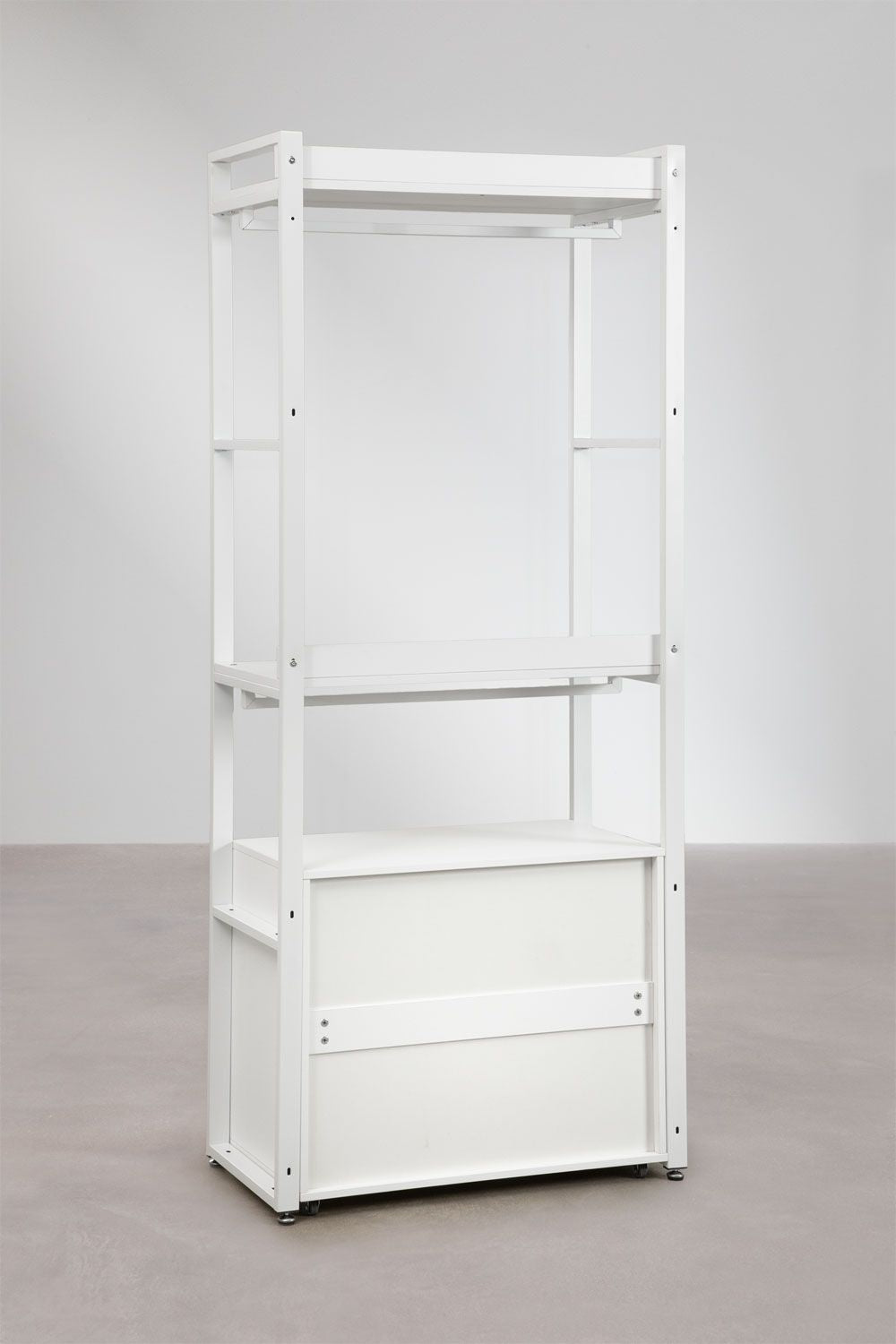Urban Open Wardrobe with Steel and Wood Drawers