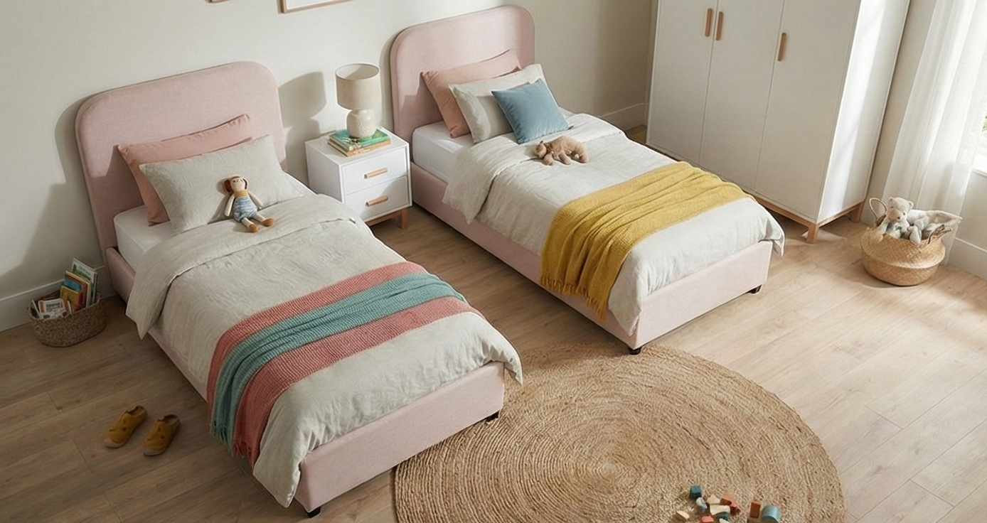 Block Double Bed Kids Bedroom KRD2-S-W غرفه نوم اطفال مودرن