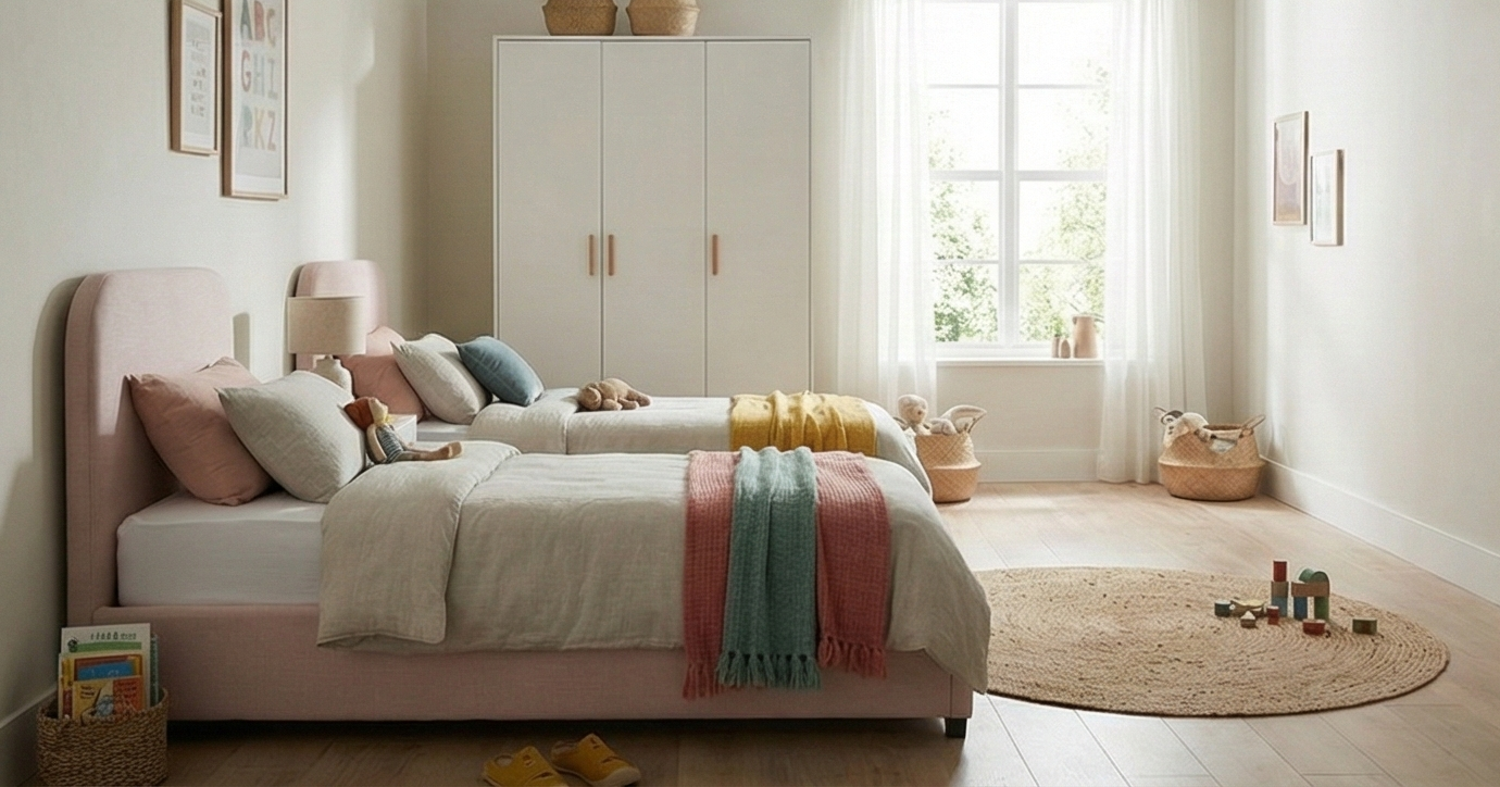 Block Double Bed Kids Bedroom KRD2-S-W غرفه نوم اطفال مودرن