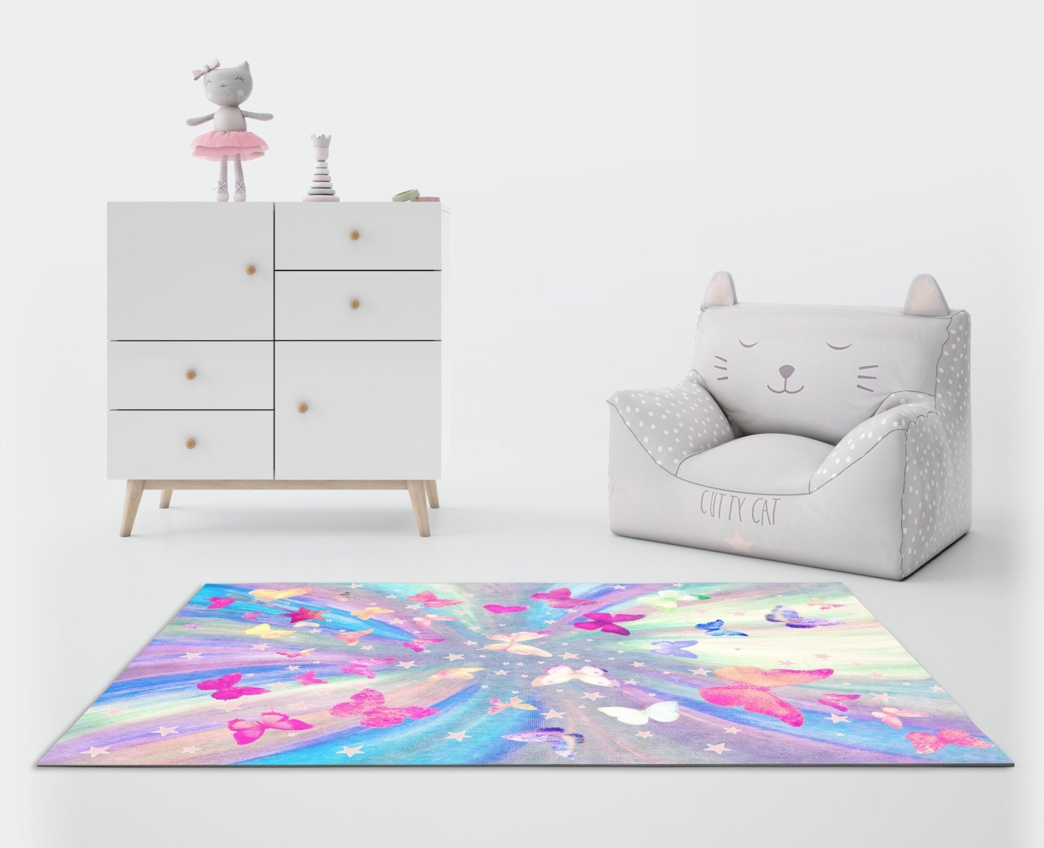 Butterflies Kids Rug Design - Seggada