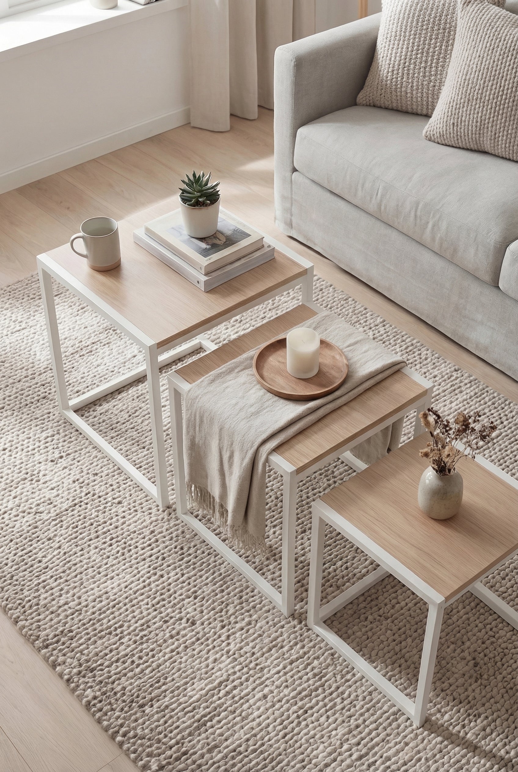 Block Nesting Coffee Table BNT1-WN طقم ترابيزه متداخله