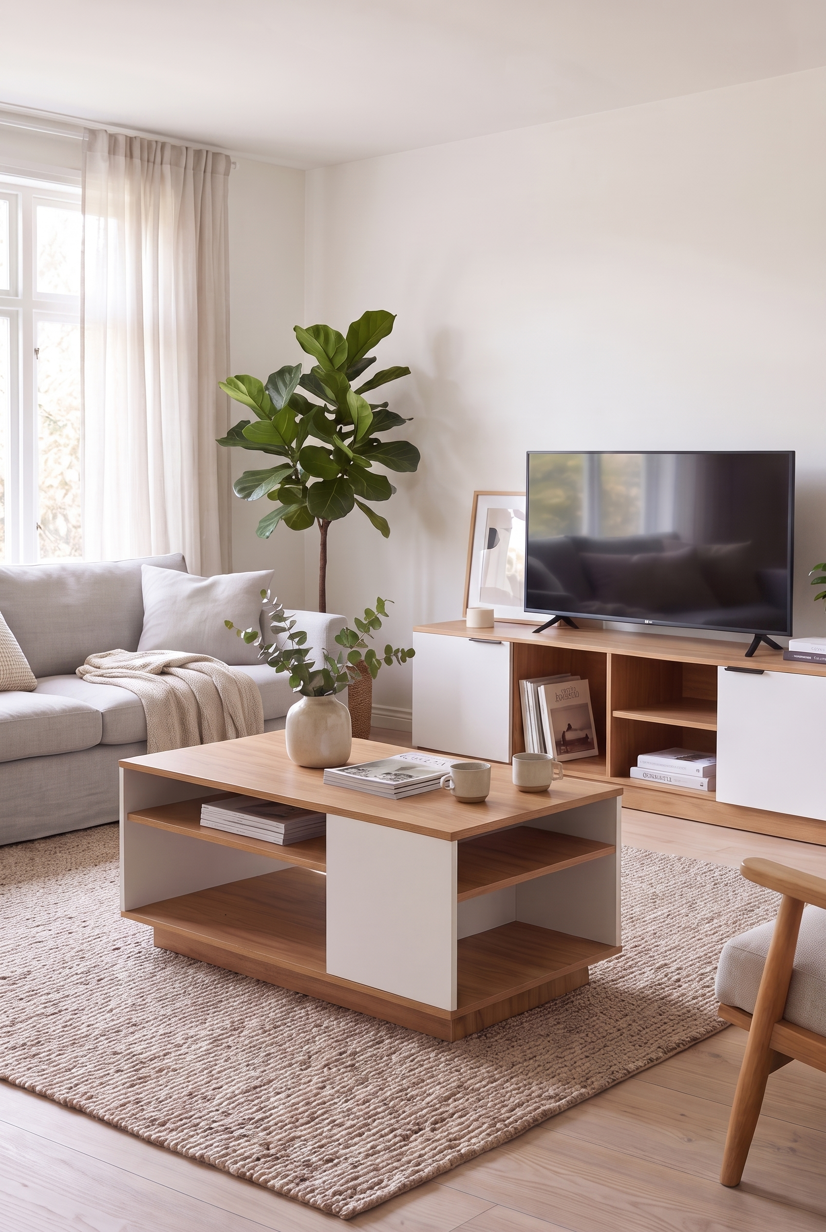 TV Unit & Coffee Table Set  BT13 SET-WN - ترابيزة تليفزيون مع ترابيزة قهوة