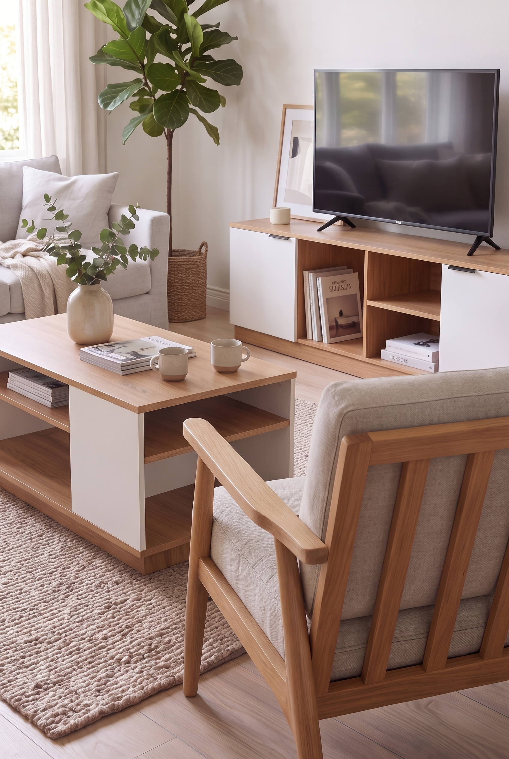 TV Unit & Coffee Table Set  BT13 SET-WN - ترابيزة تليفزيون مع ترابيزة قهوة