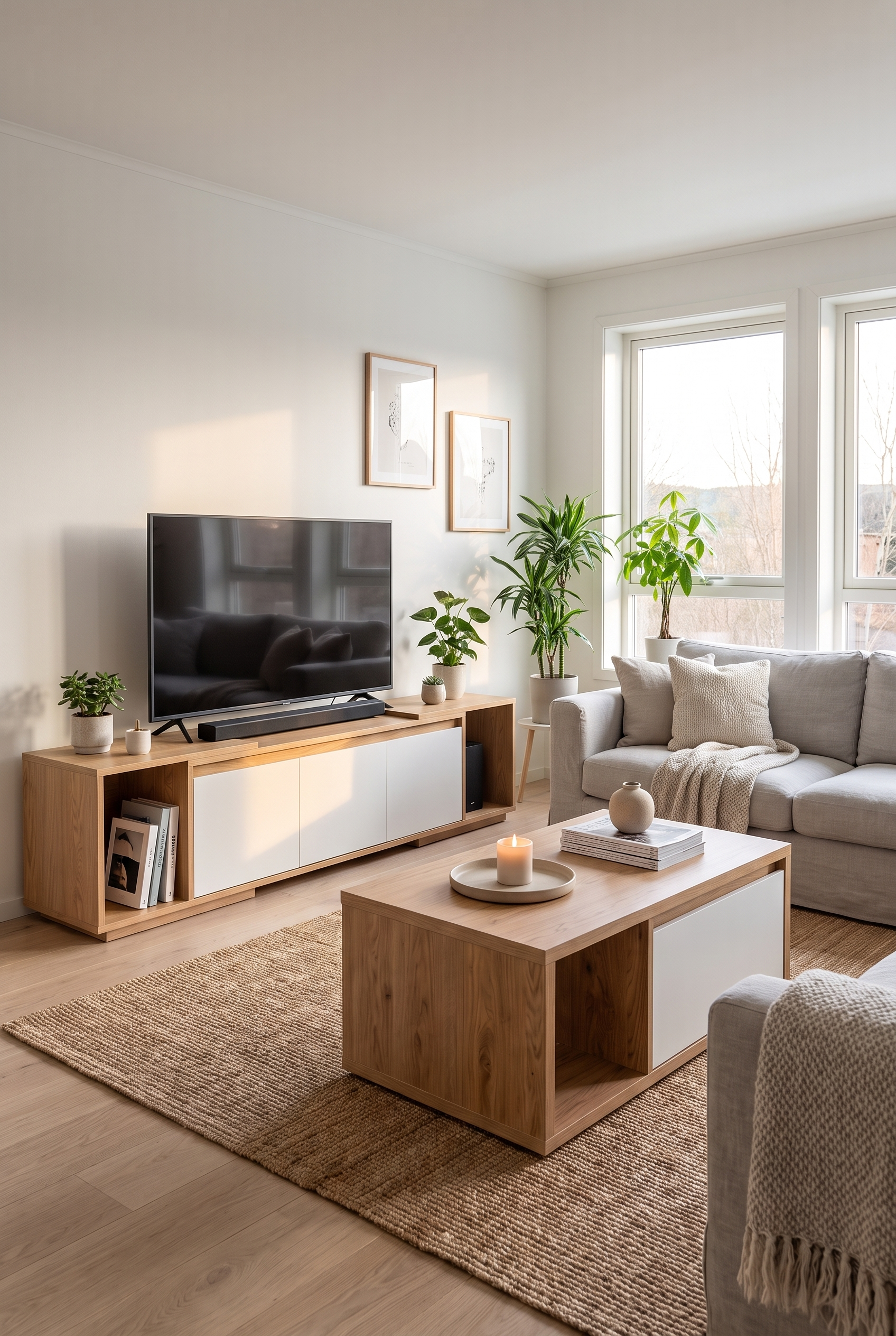 TV Unit & Coffee Table Set  BT14 SET-WN - ترابيزة تليفزيون مع ترابيزة قهوة