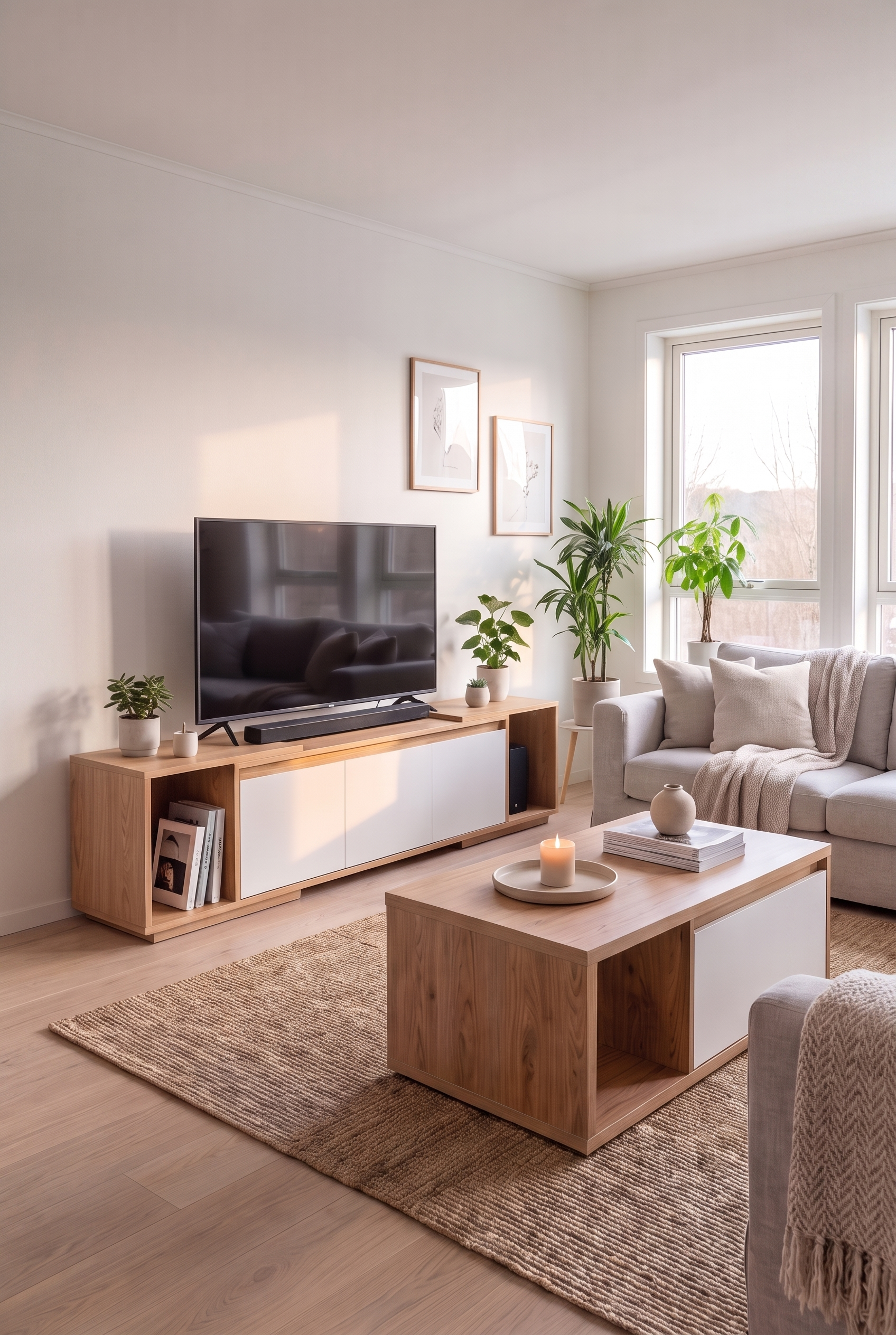 TV Unit & Coffee Table Set  BT14 SET-WN - ترابيزة تليفزيون مع ترابيزة قهوة