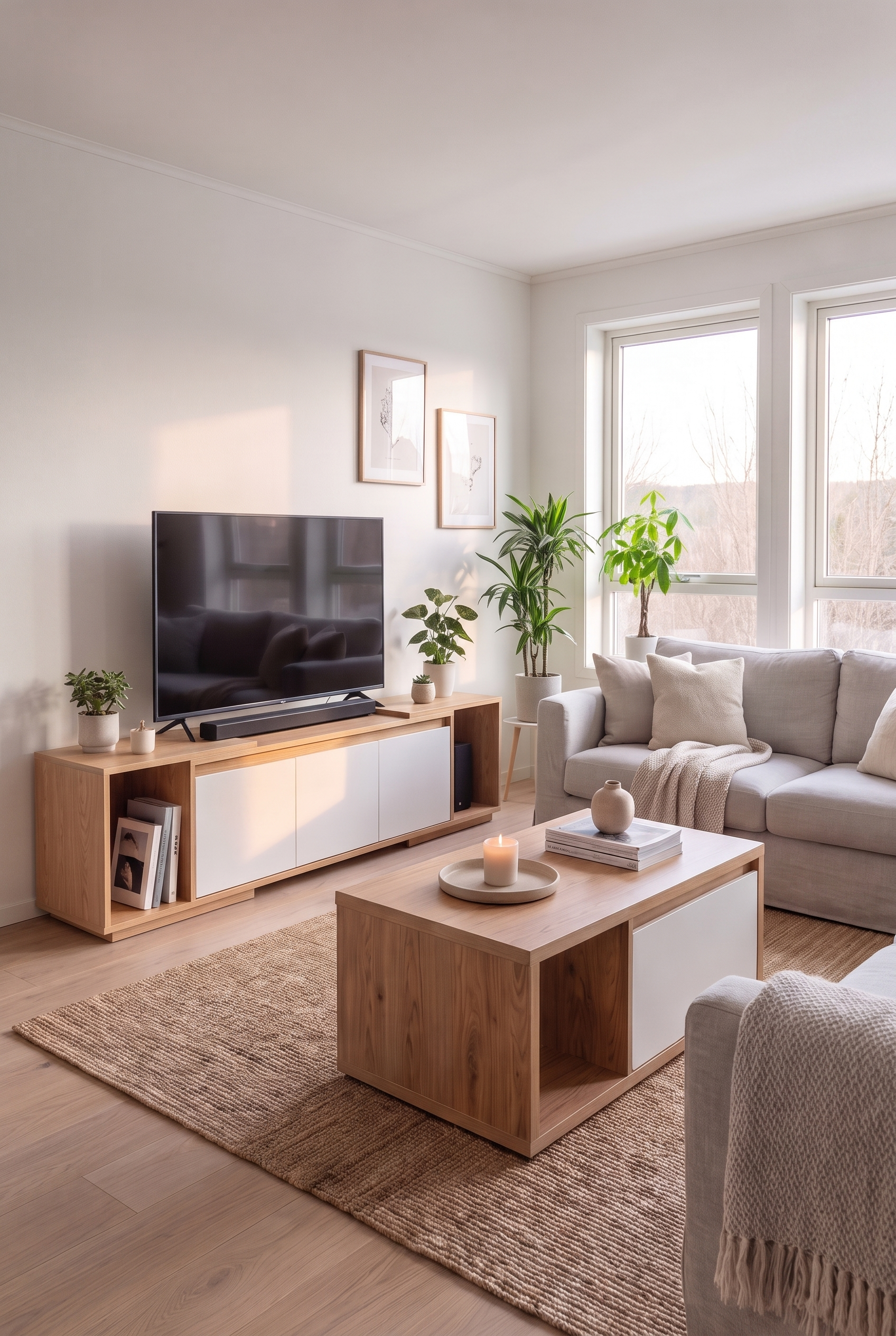 TV Unit & Coffee Table Set  BT14 SET-WN - ترابيزة تليفزيون مع ترابيزة قهوة