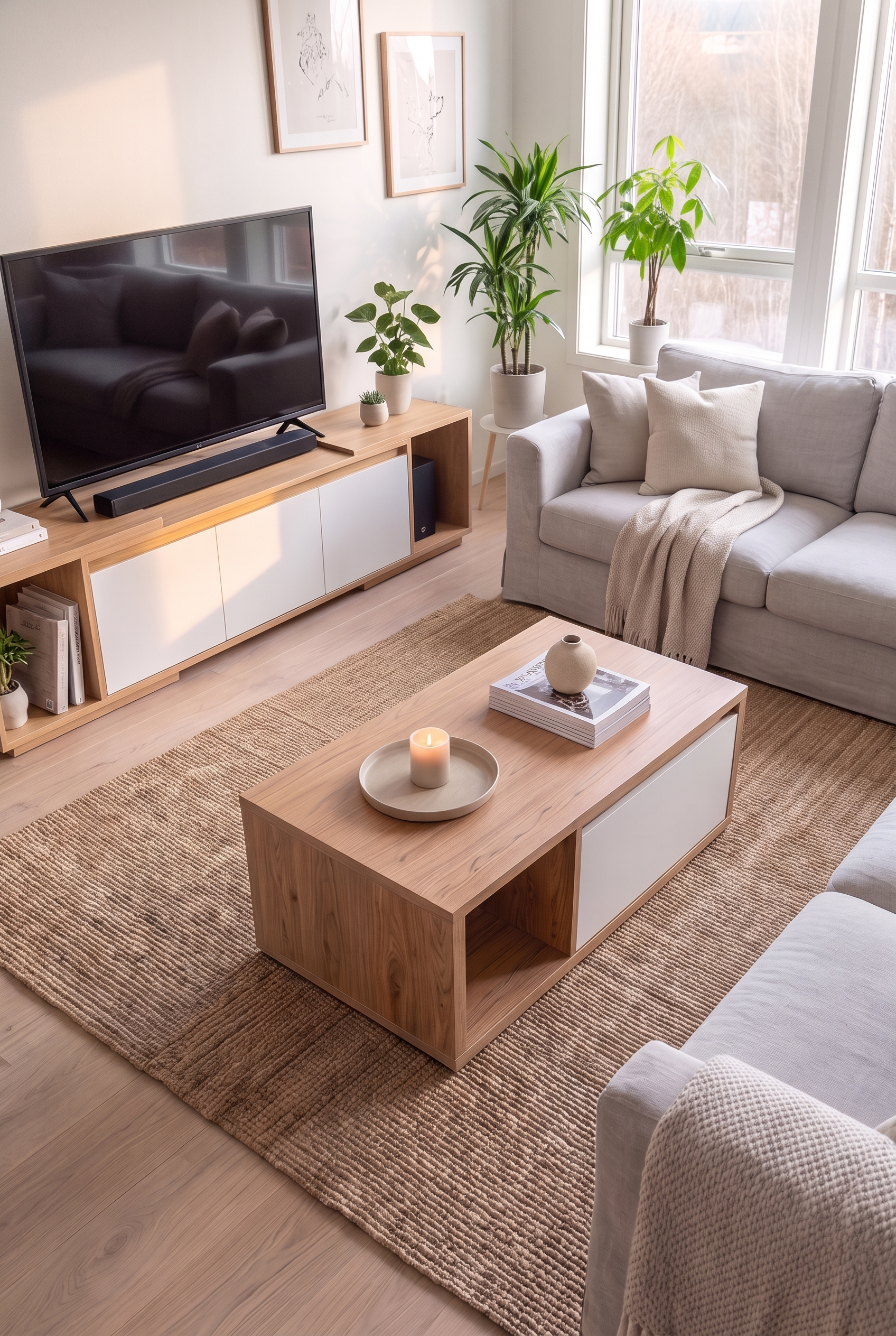 TV Unit & Coffee Table Set  BT14 SET-WN - ترابيزة تليفزيون مع ترابيزة قهوة