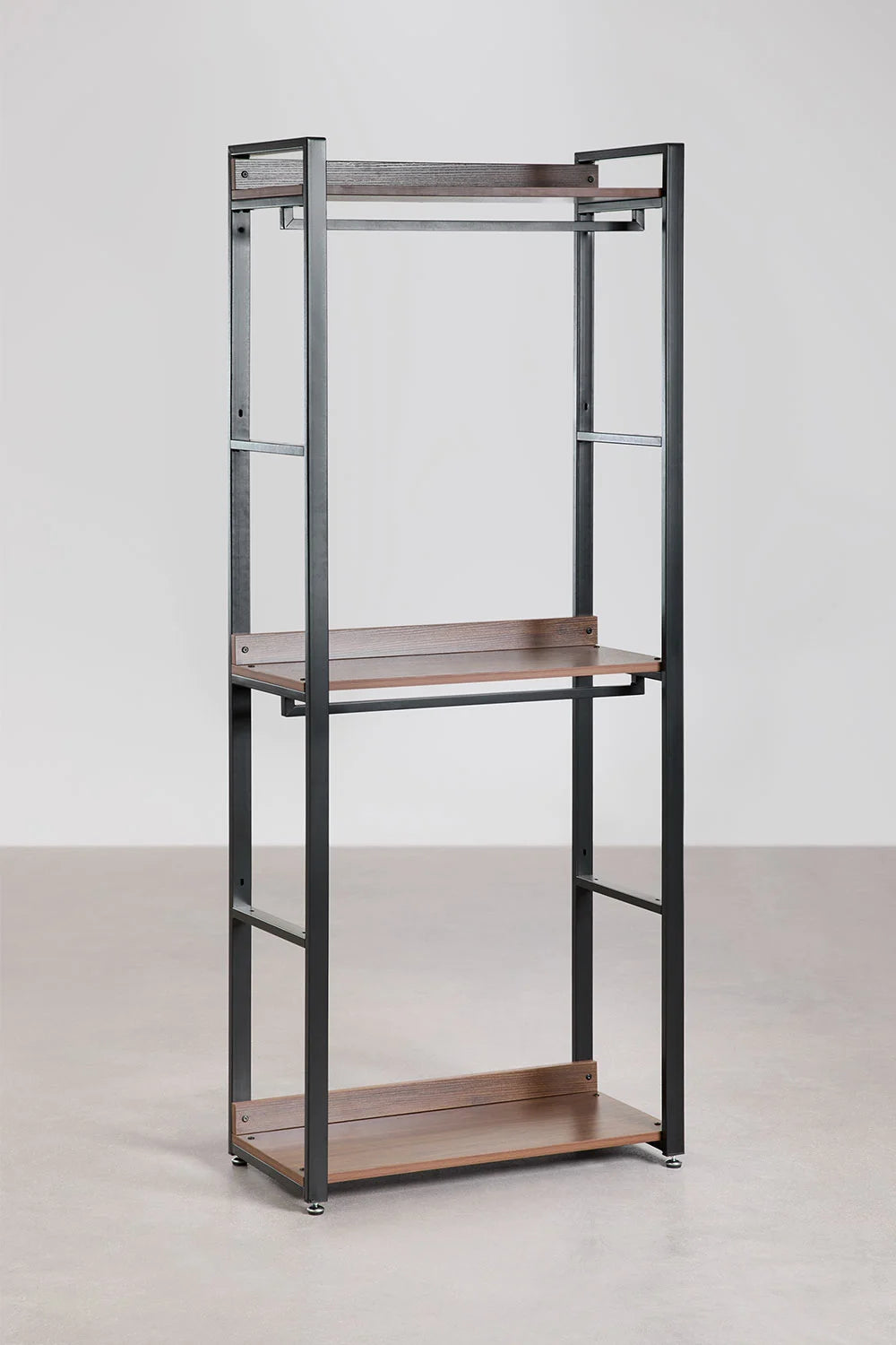Urban Open Modular Wardrobe with 3 Pieces and Drawers in Steel and Wood-USR12